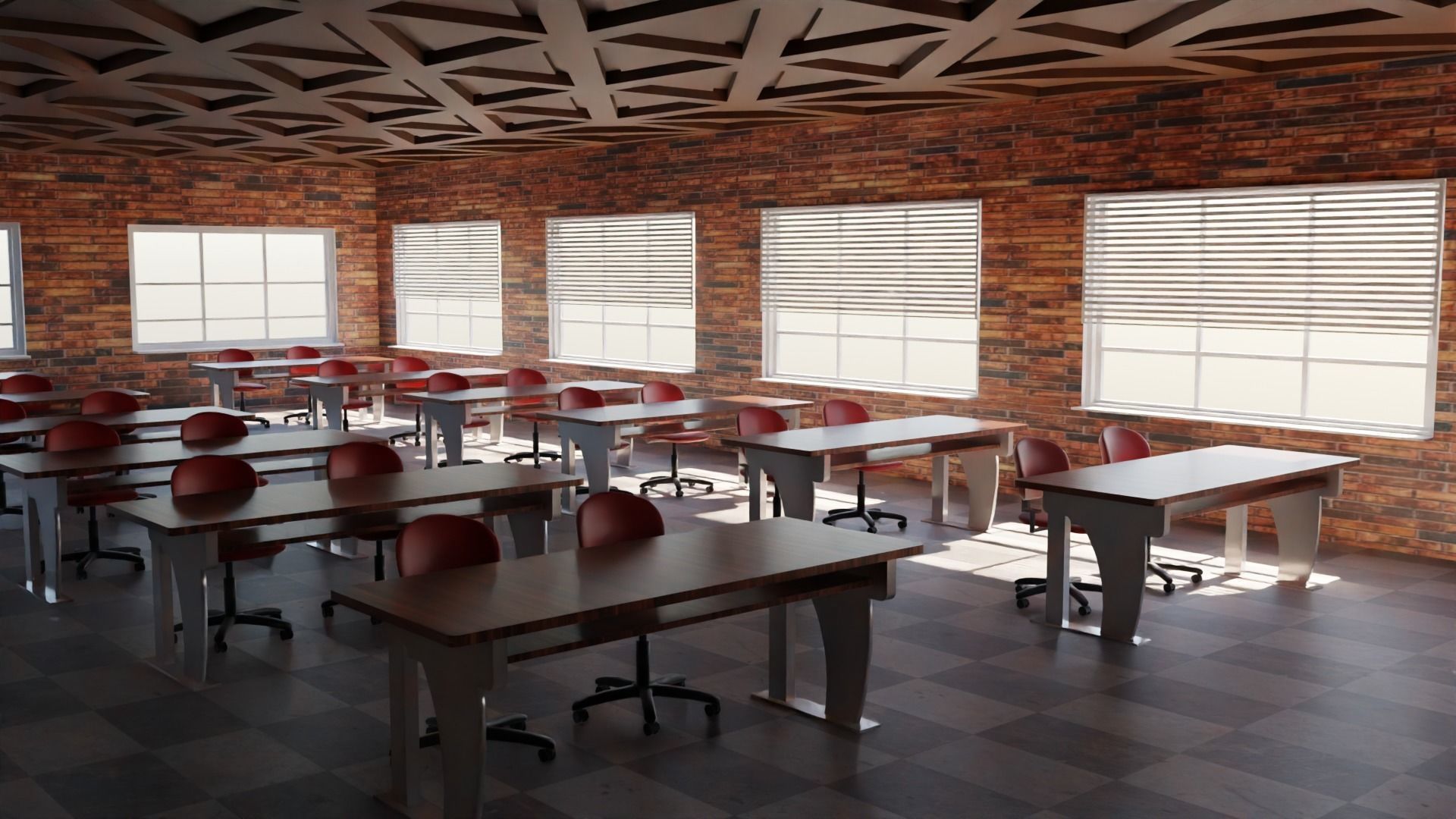 School Classroom Low-poly 3D model_4