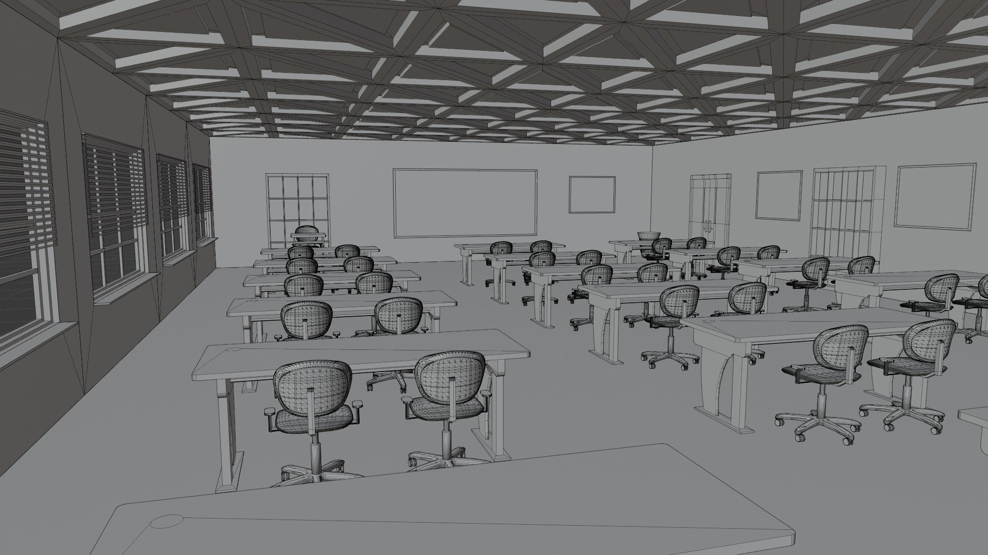 School Classroom Low-poly 3D model_7