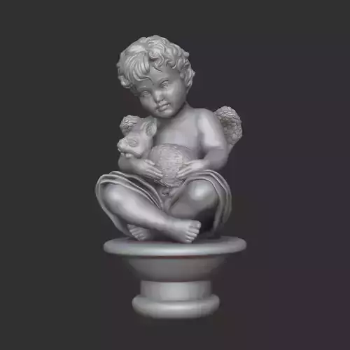 Angel with bunny sculpture 3D print model