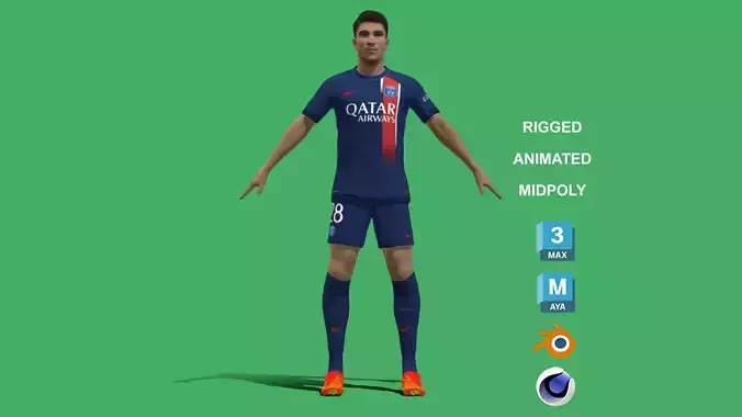 3D Rigged Carlos Soler PSG 2024 3D model