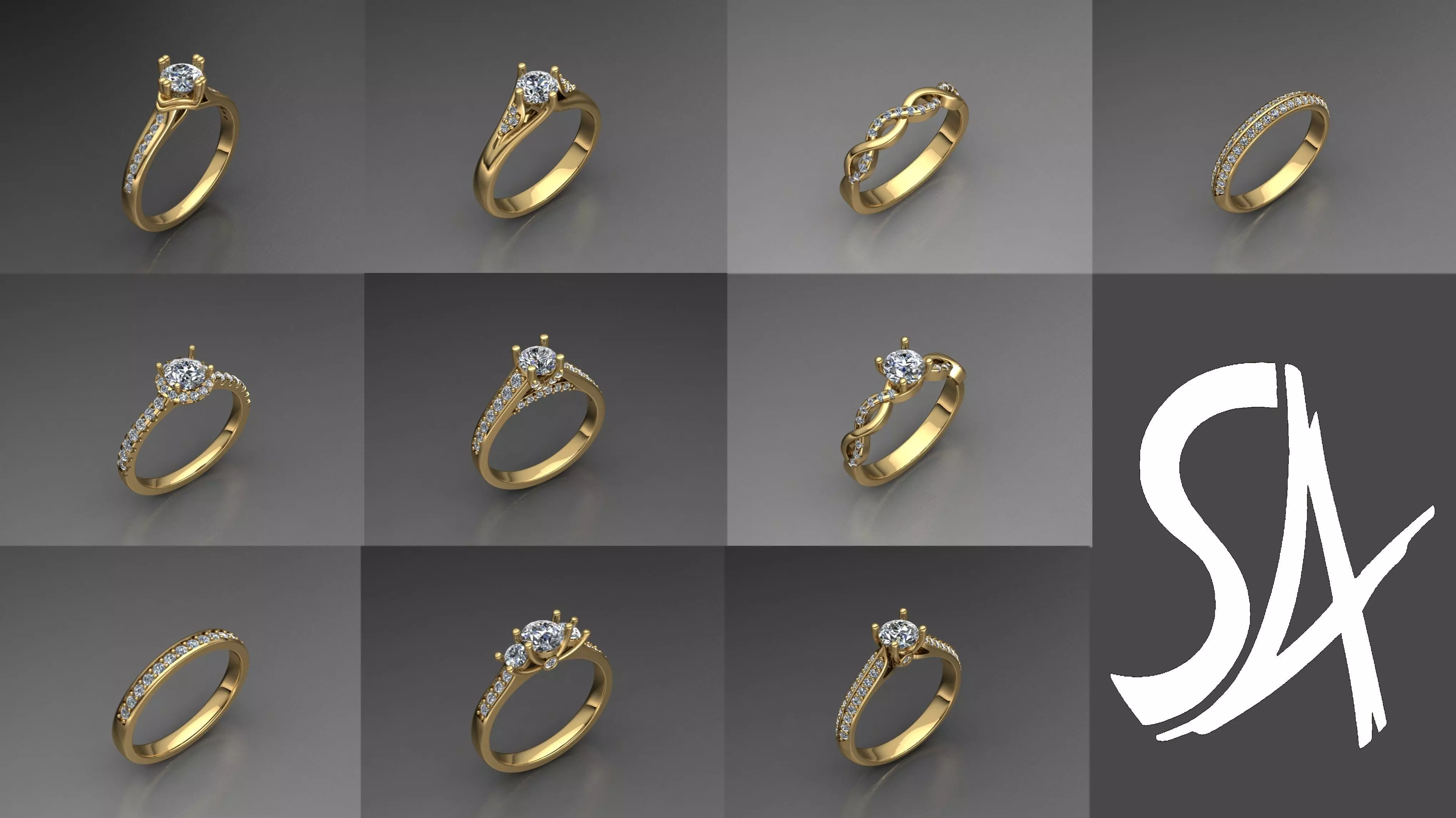 10 rings 3D print model_0