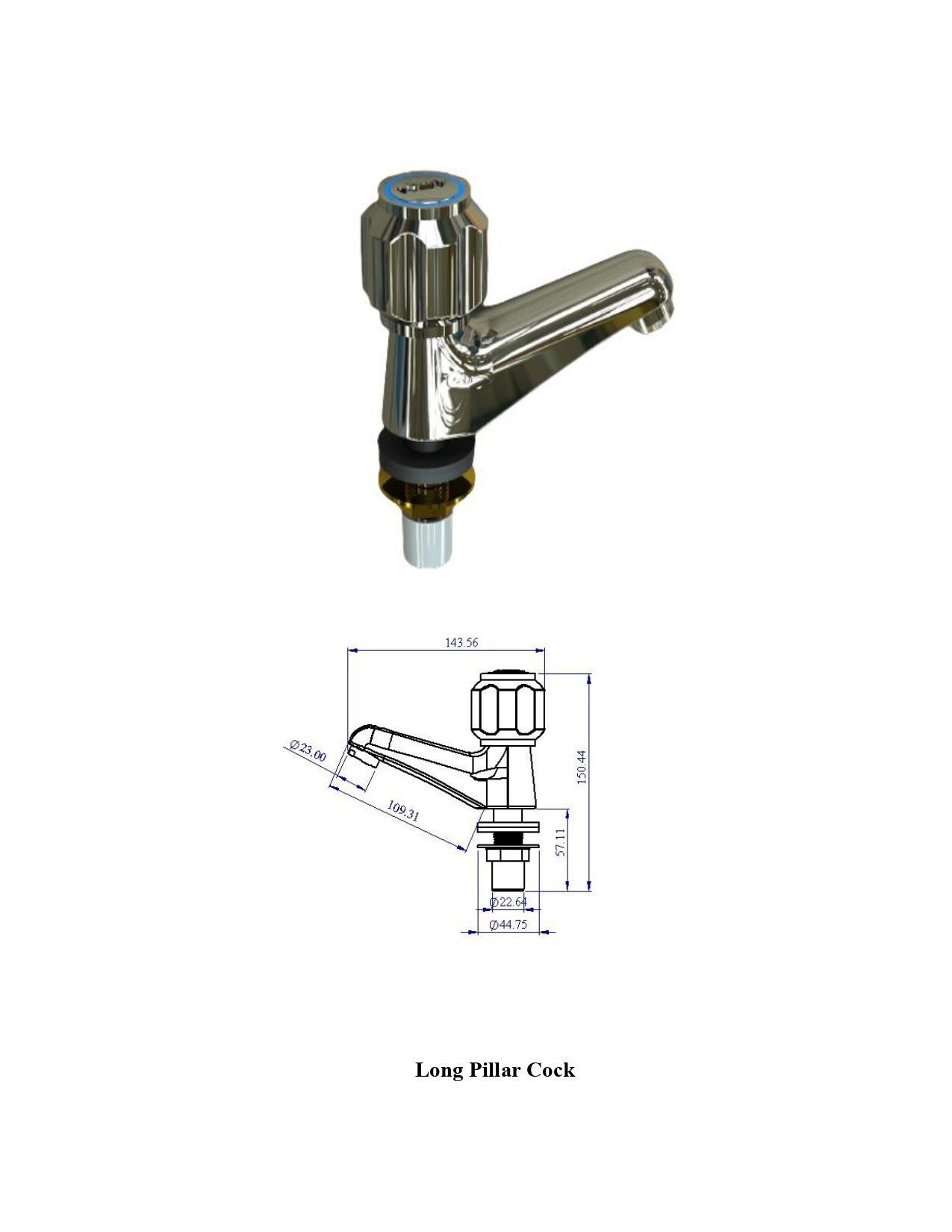 Water Tap Long pillar cock 3D model_8