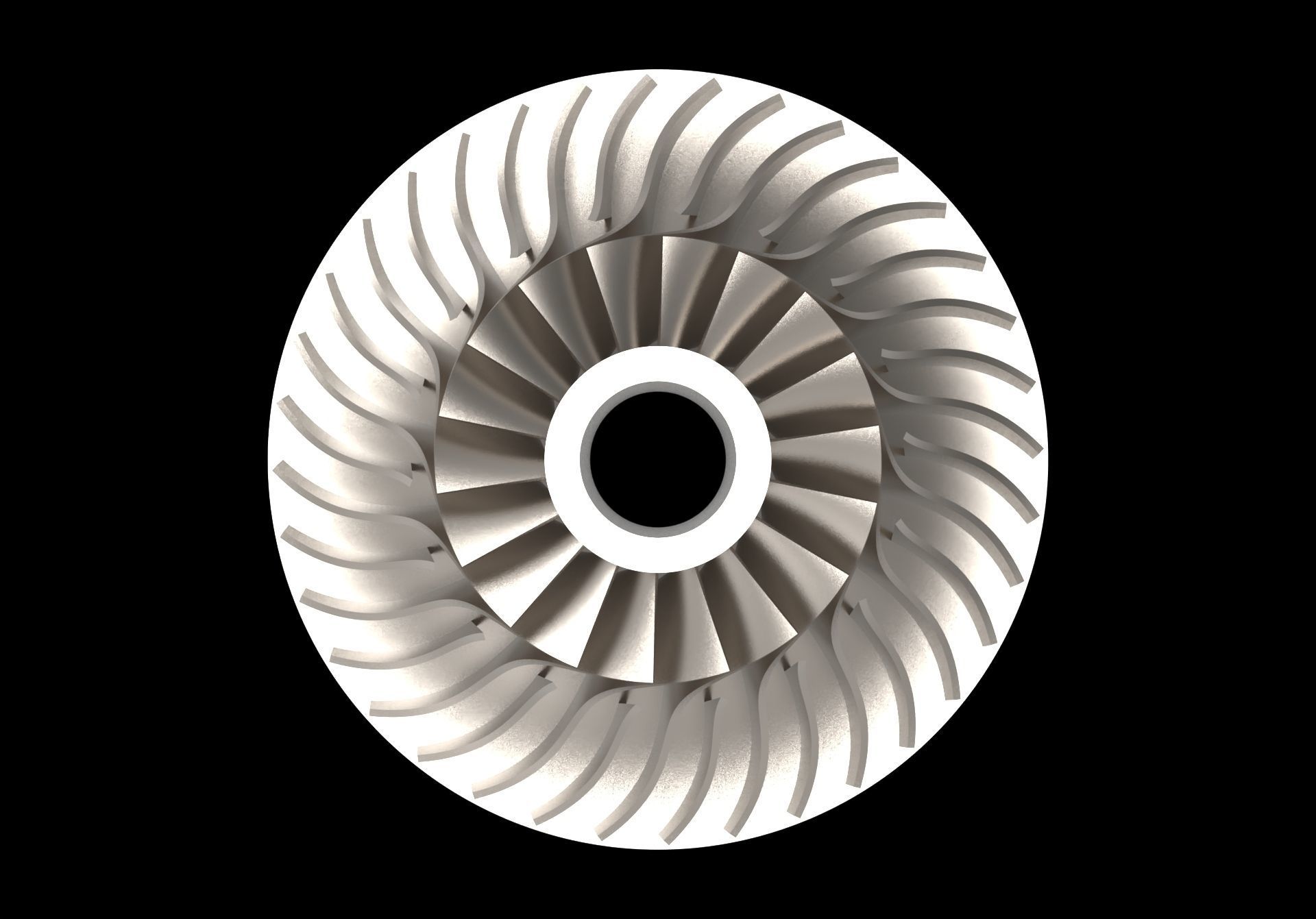 Radial Flow Compressor Impeller 3D print model_2