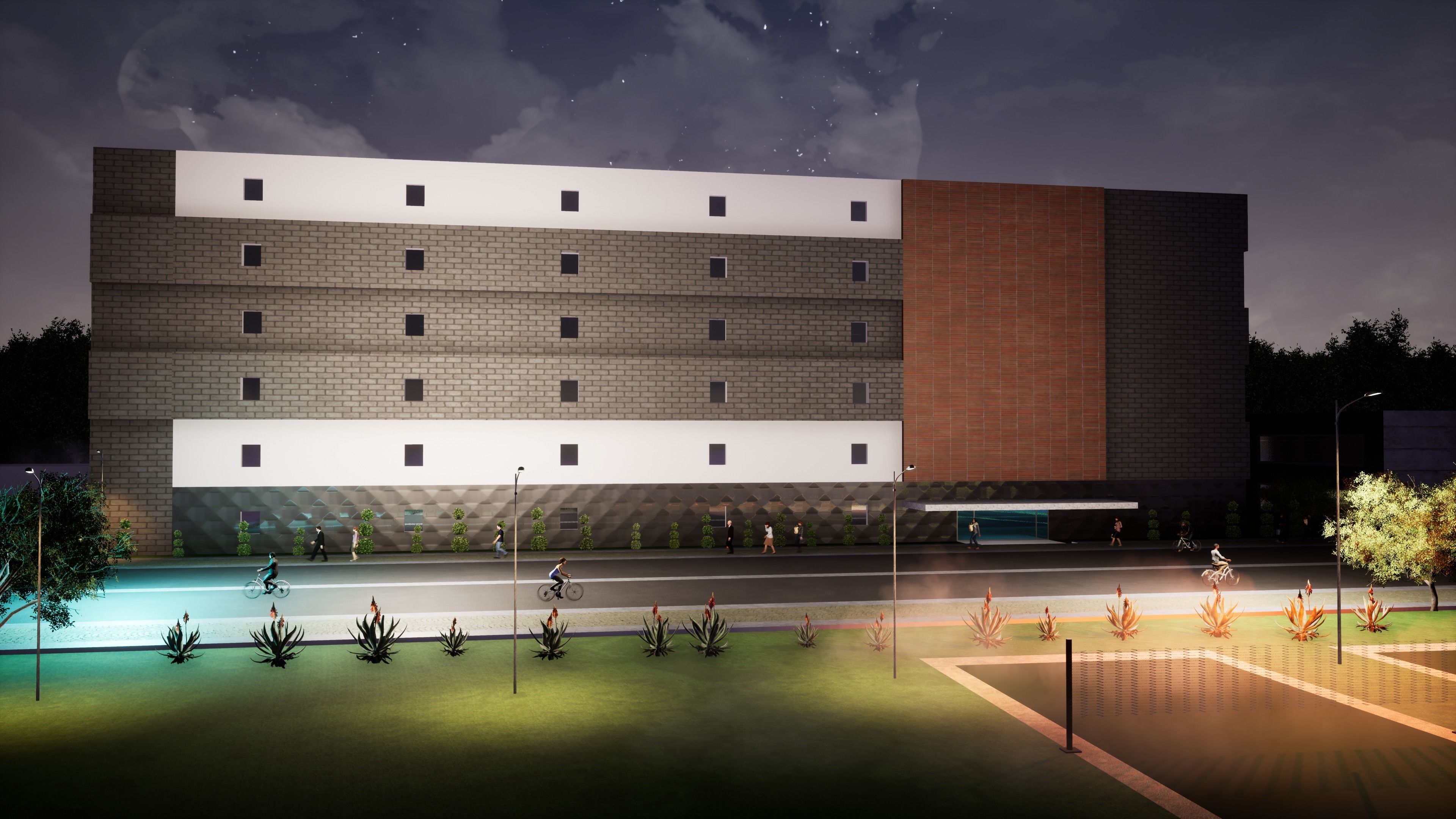 School building with landscape 3D model_22