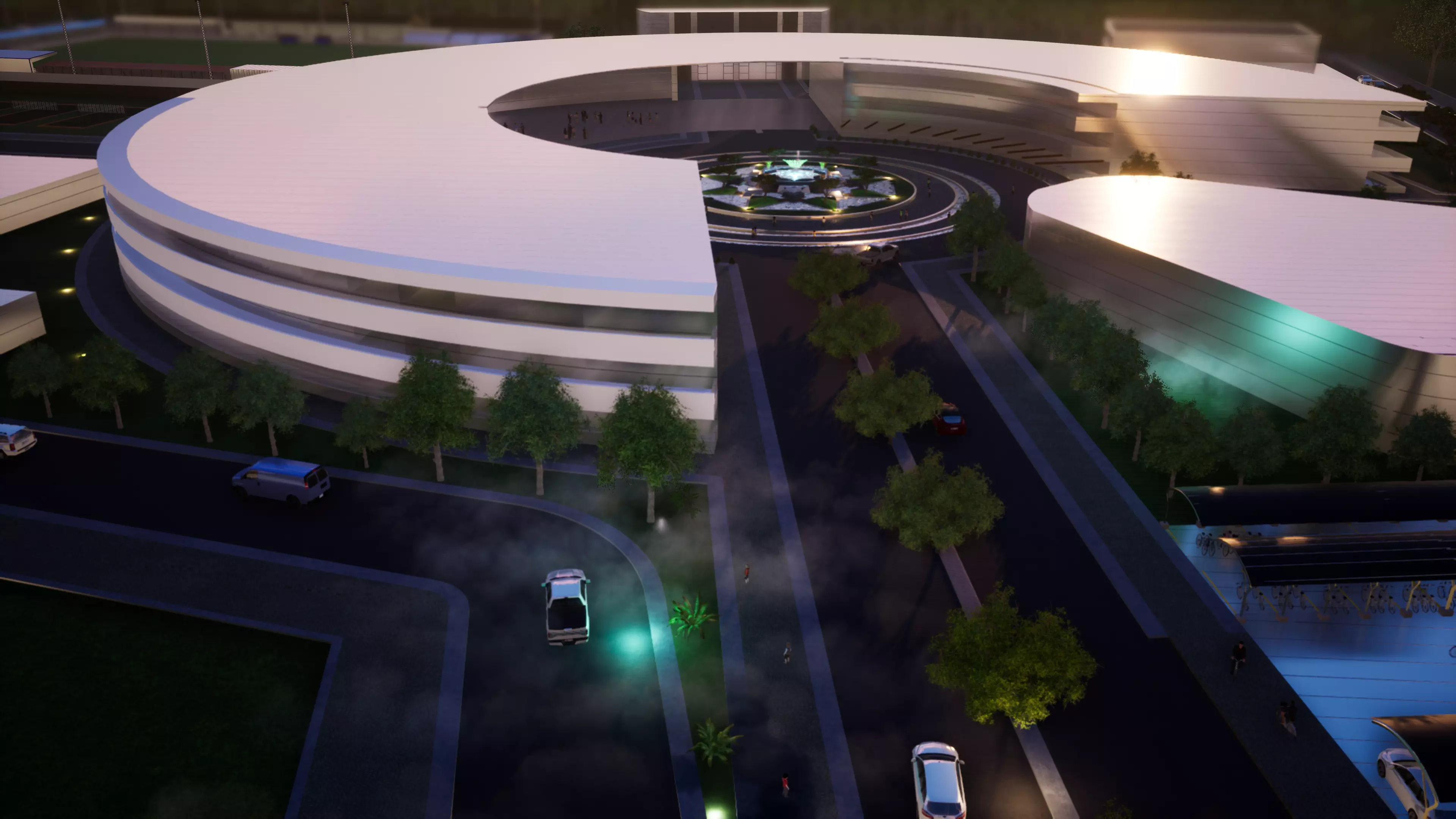 School building with landscape 3D model_0