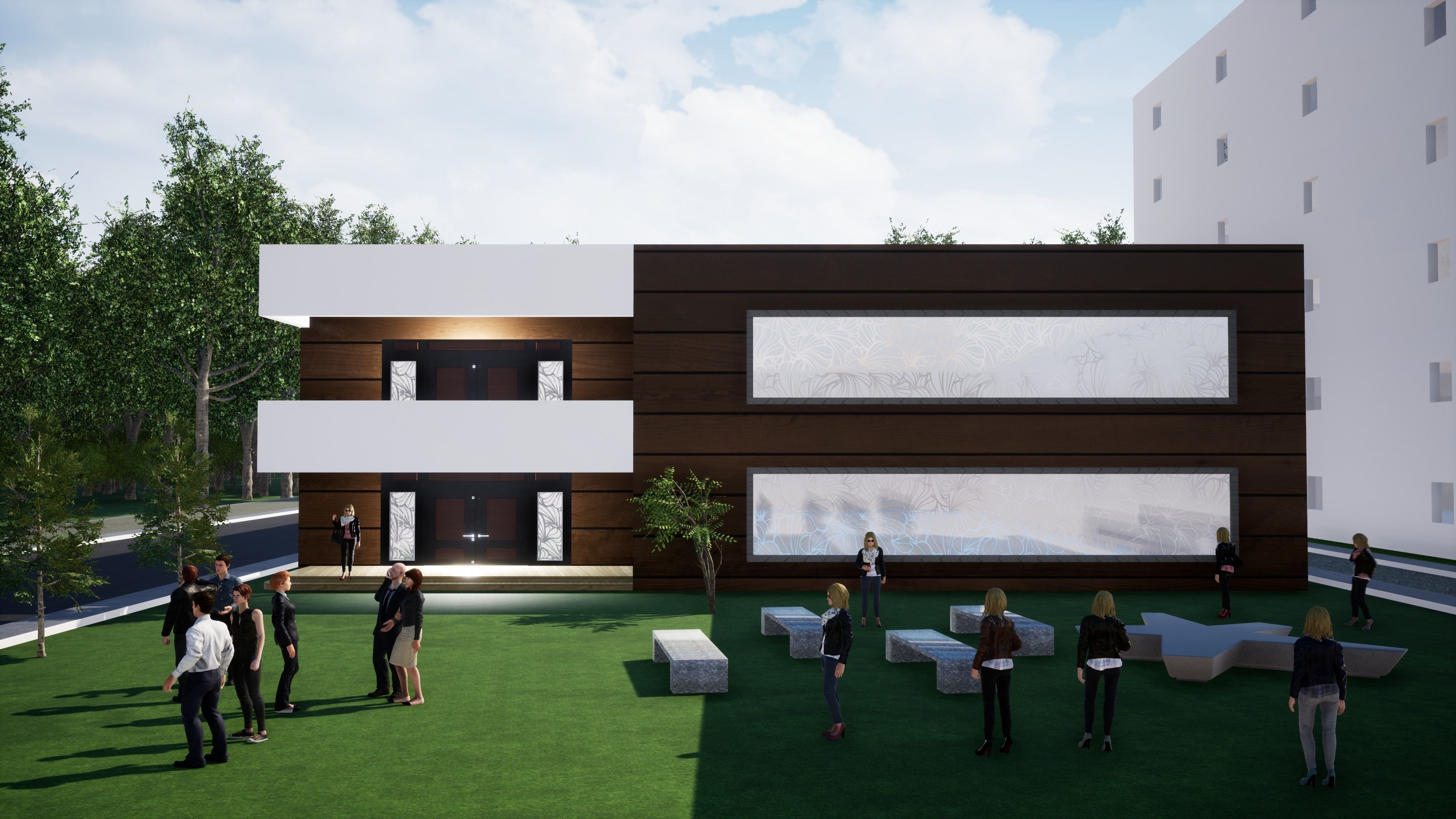 School building with landscape 3D model_15
