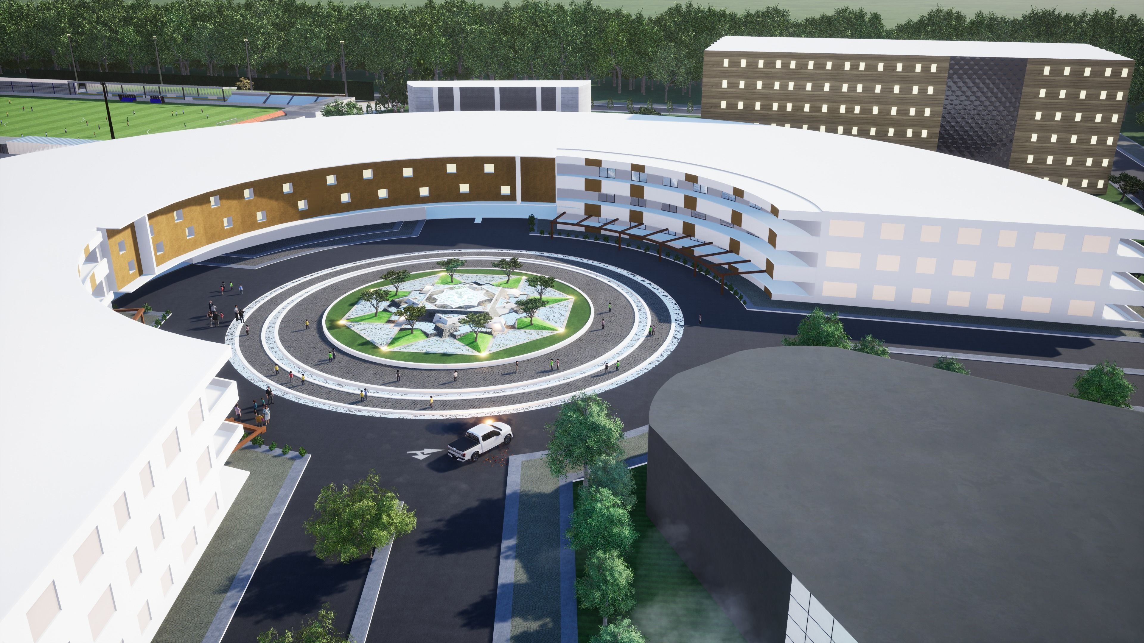 School building with landscape 3D model_14