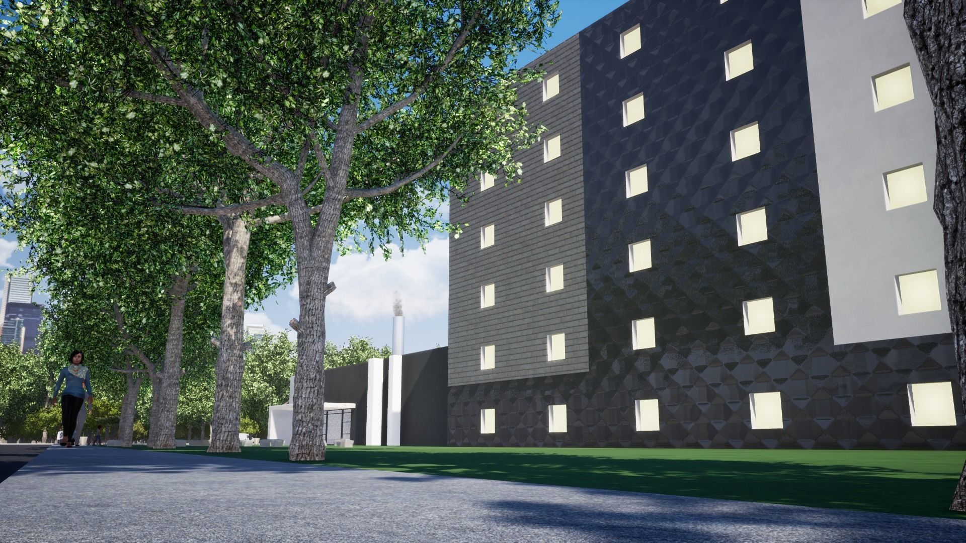 School building with landscape 3D model_9