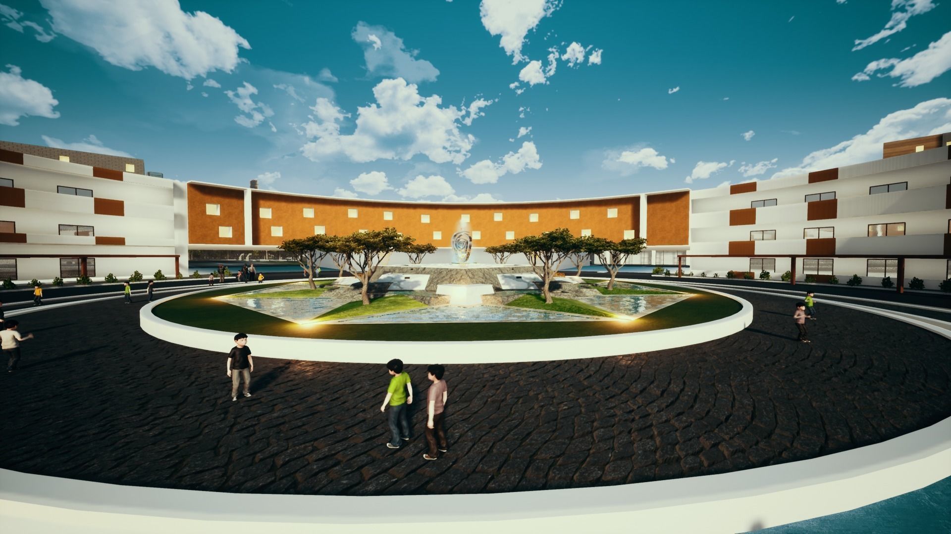 School building with landscape 3D model_8