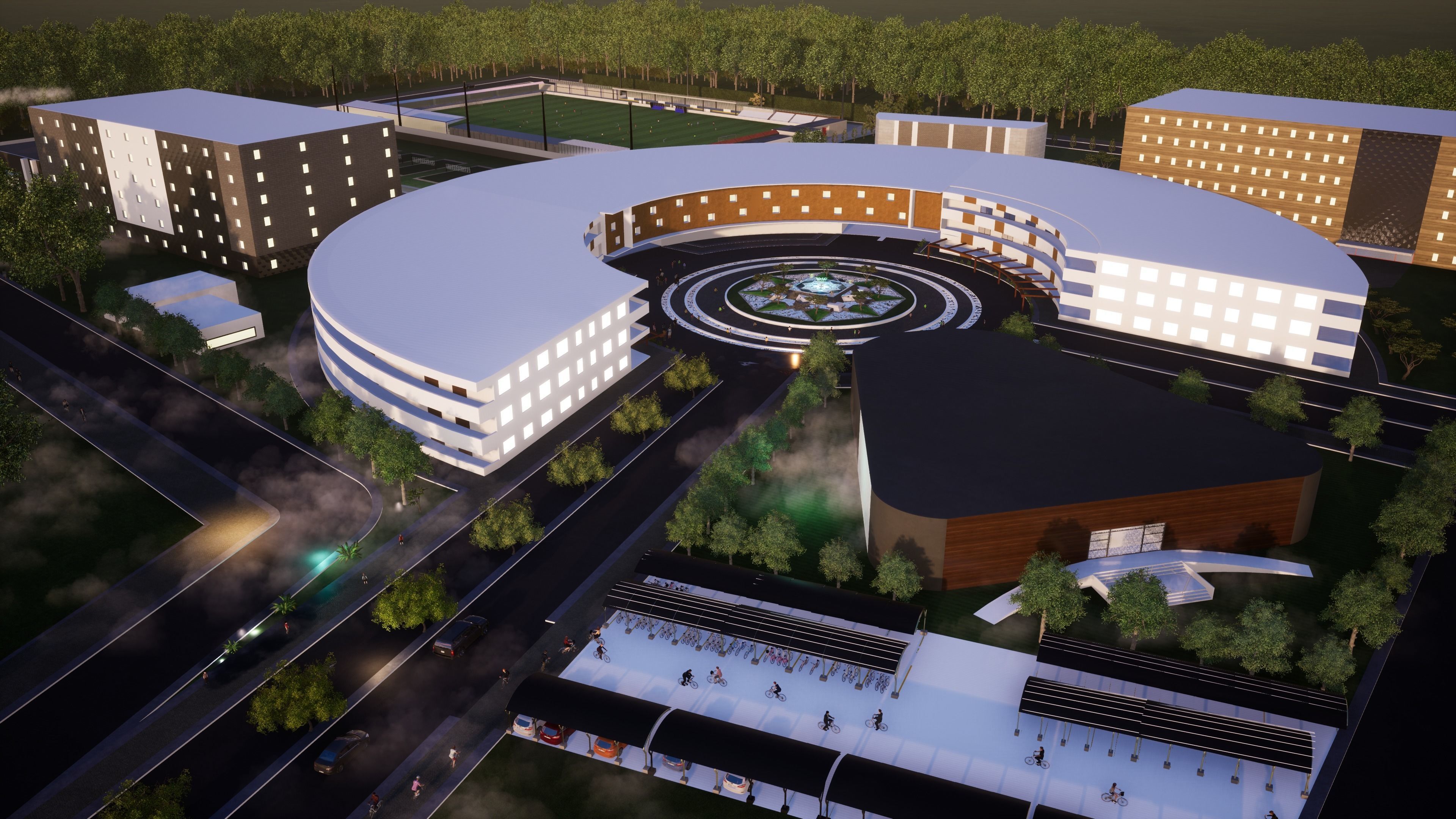 School building with landscape 3D model_17