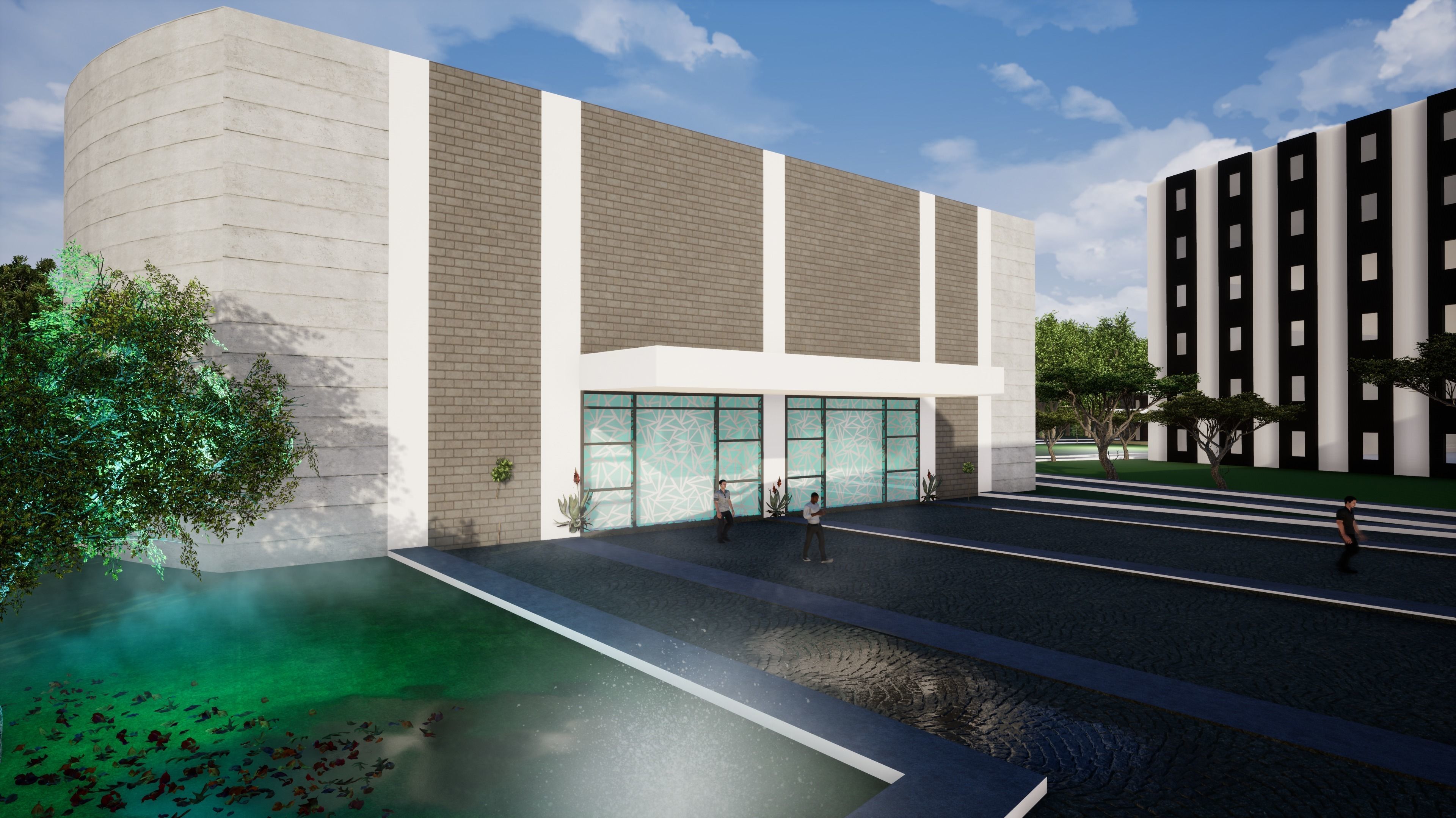 School building with landscape 3D model_18