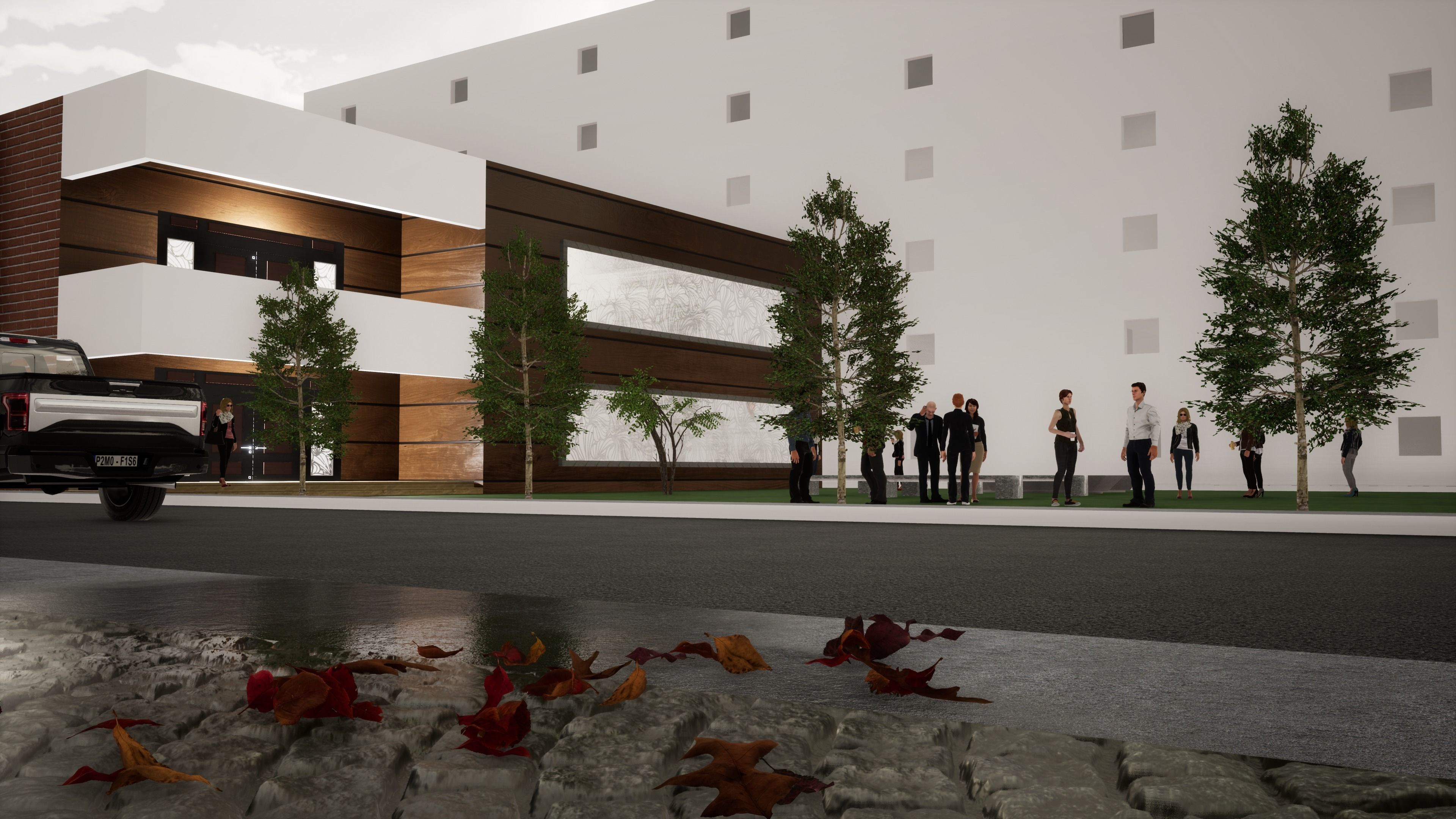 School building with landscape 3D model_13
