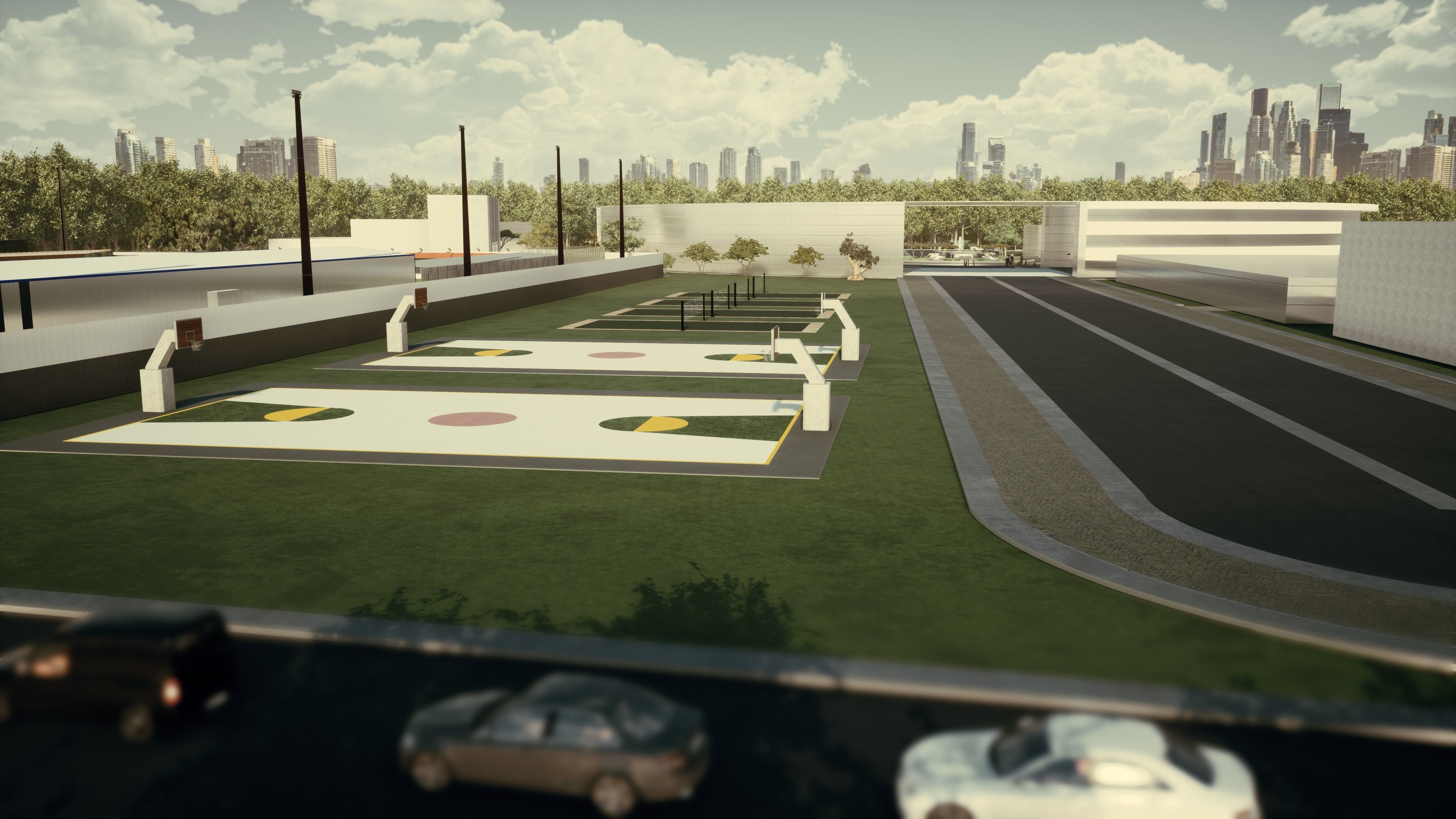 School building with landscape 3D model_11