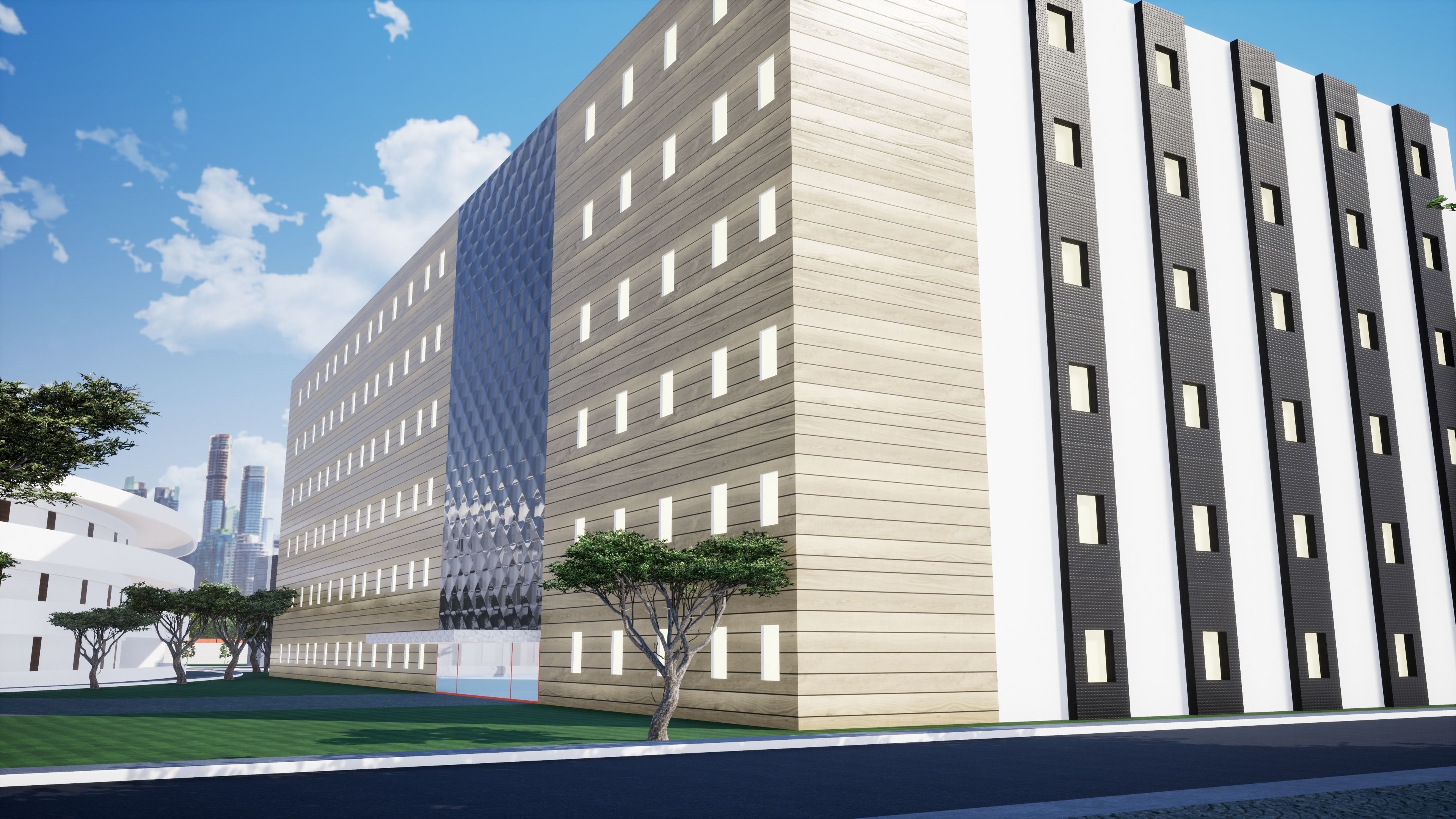 School building with landscape 3D model_19