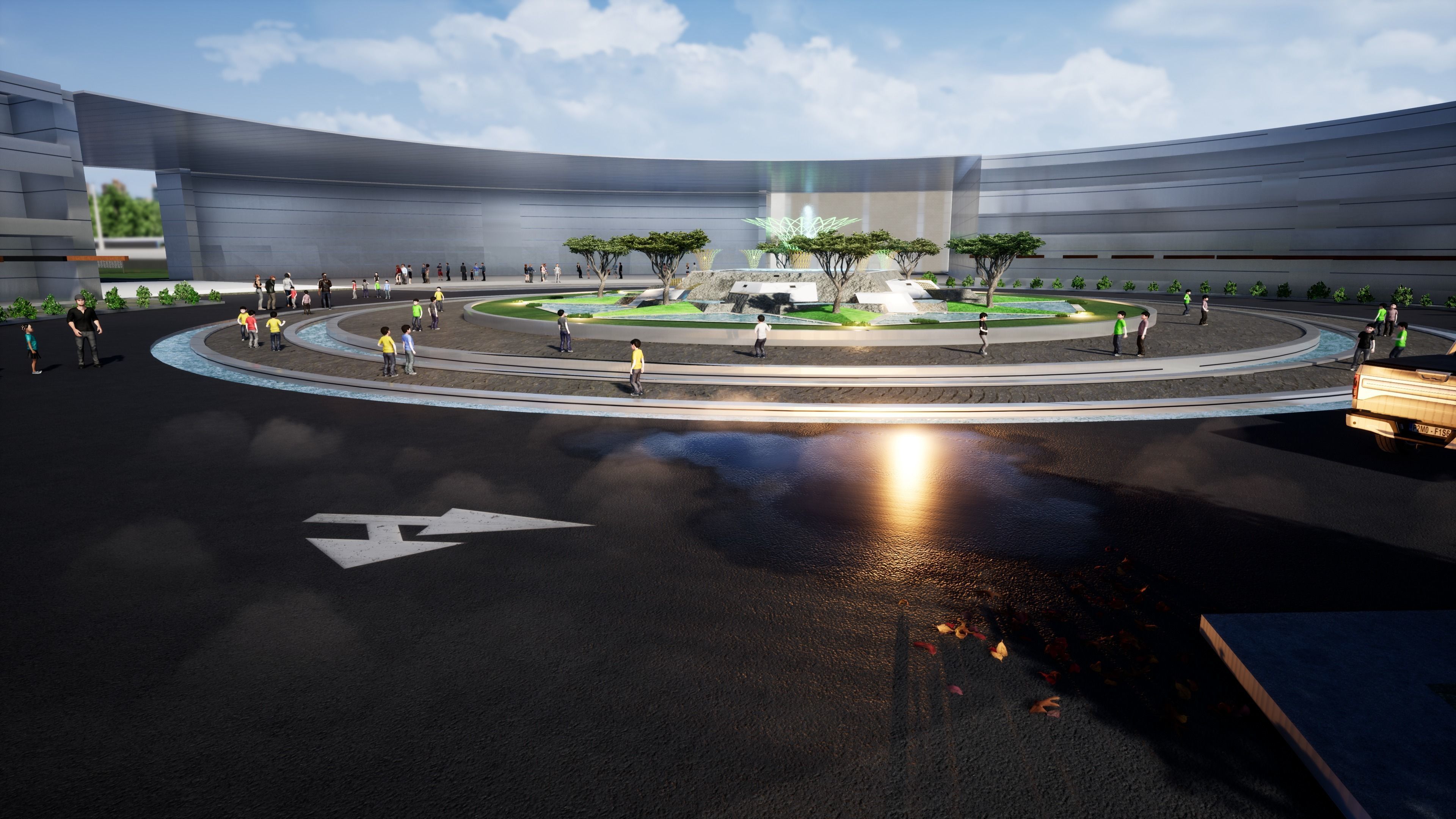 School building with landscape 3D model_6