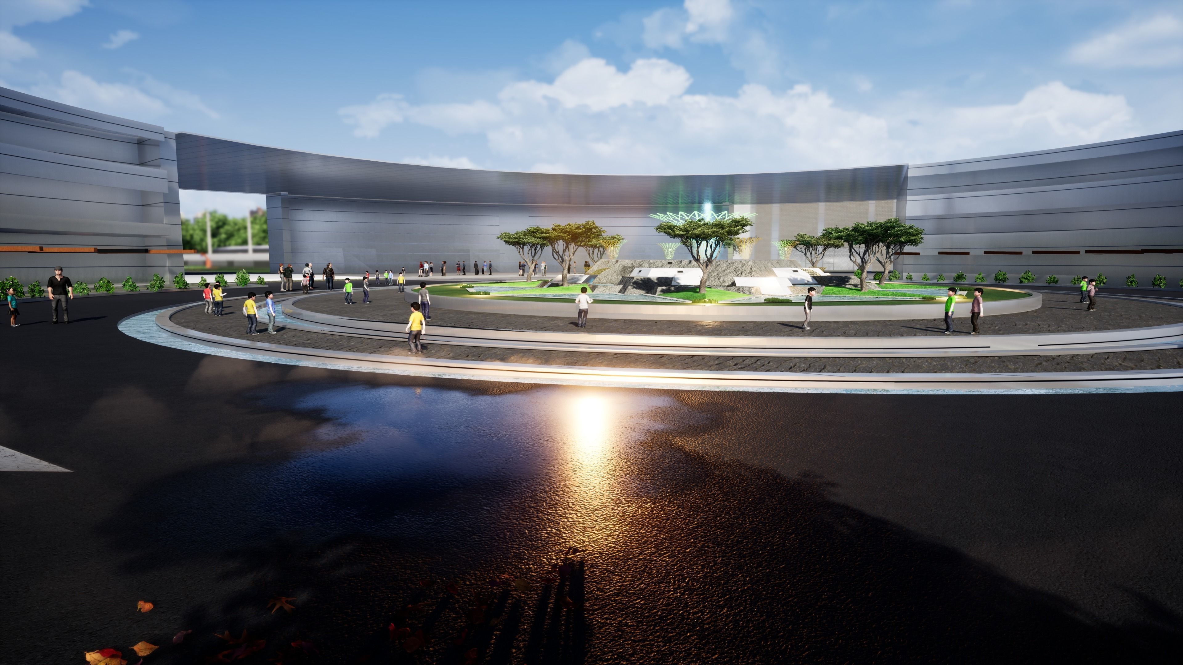 School building with landscape 3D model_25