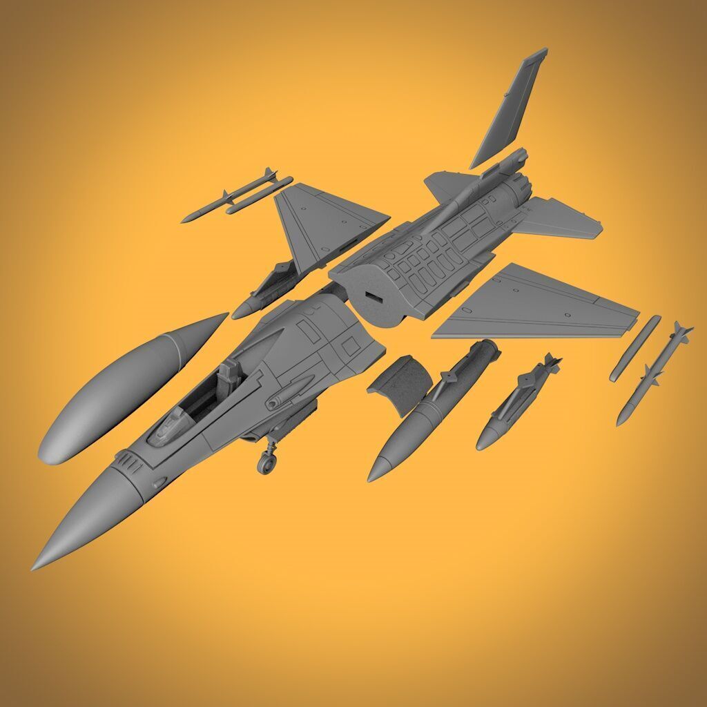 F-16 FIGHTING FALCON SCALE 1-48 FULL ARMAMENT 3D print model_1