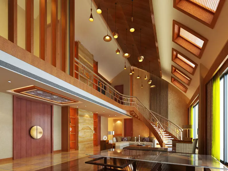 Private clubs lobby 3D model_0