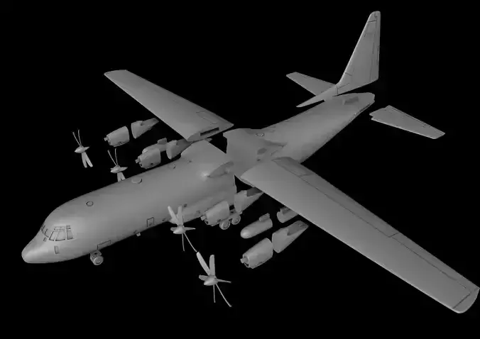 SUPER HERCULES C130J-30 SCALE 1-100 STL FILES 3D PRINT READY 3D print model