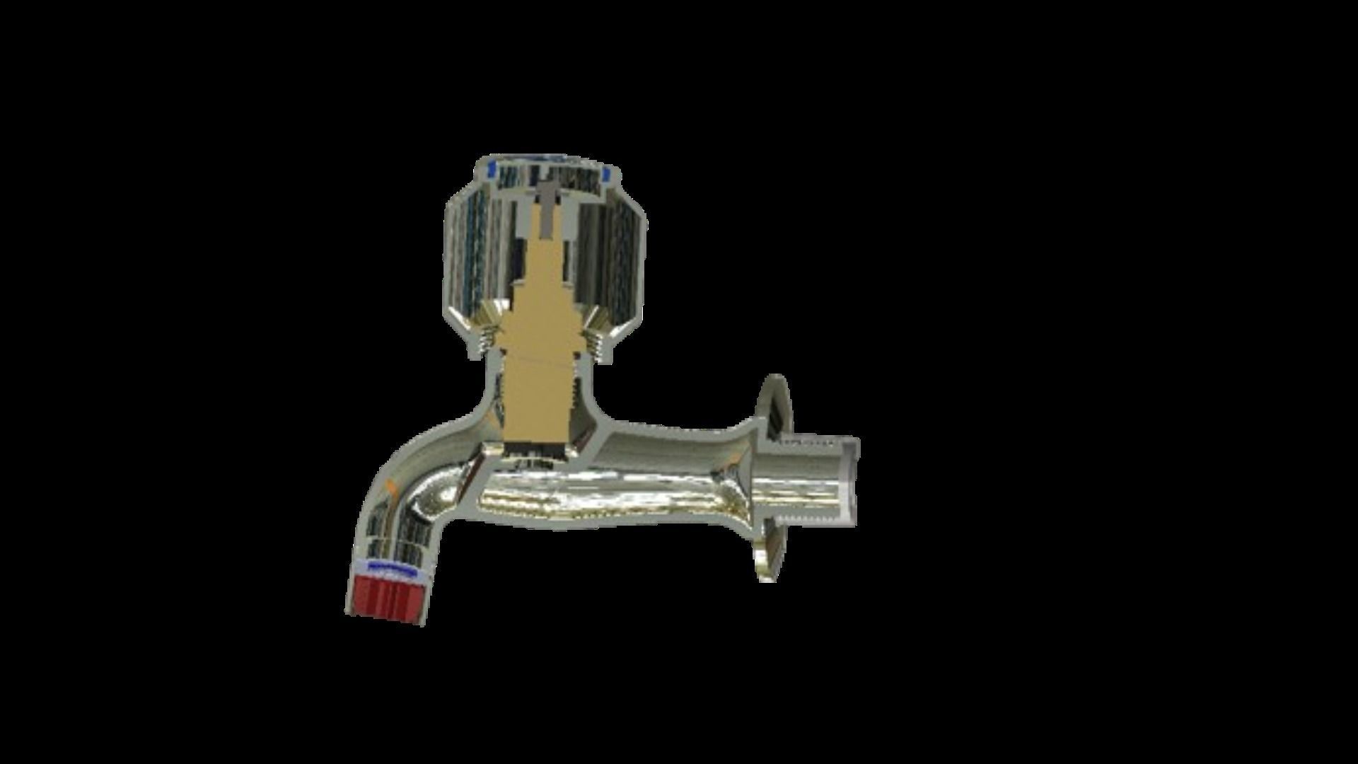 Water Tap Concel bib cock 3D model_5