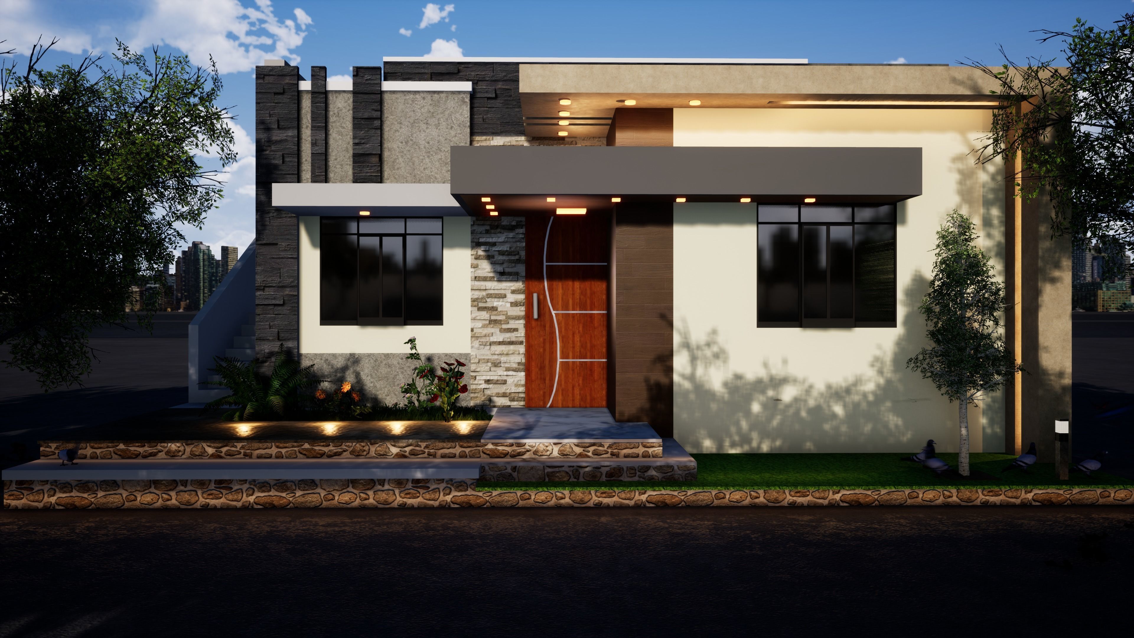House 165 with aerial view 3D model_8