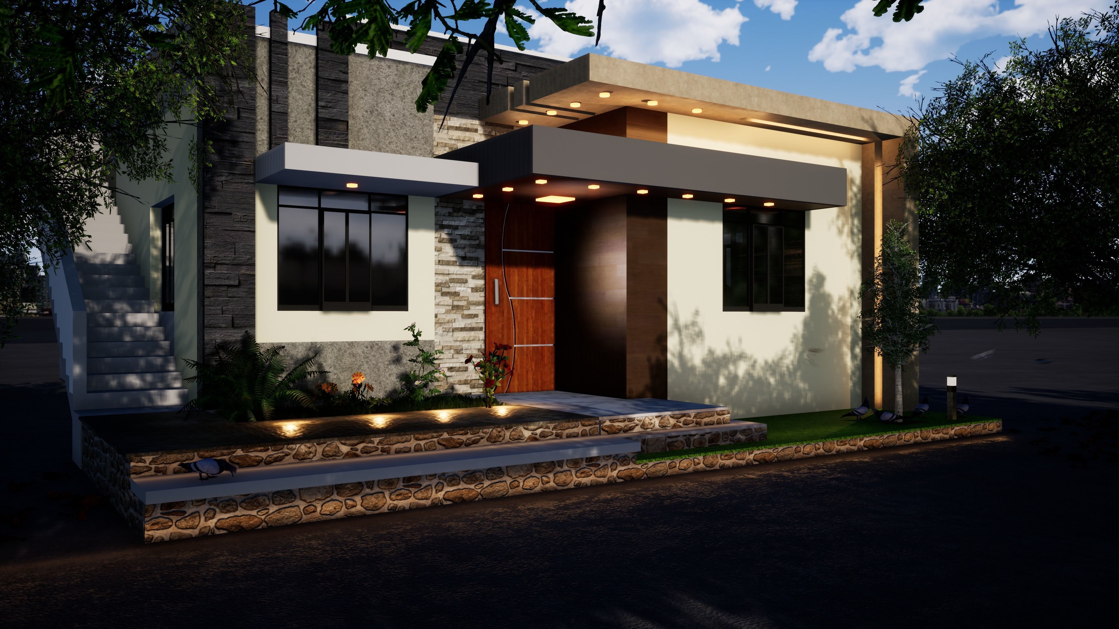 House 165 with aerial view 3D model_1