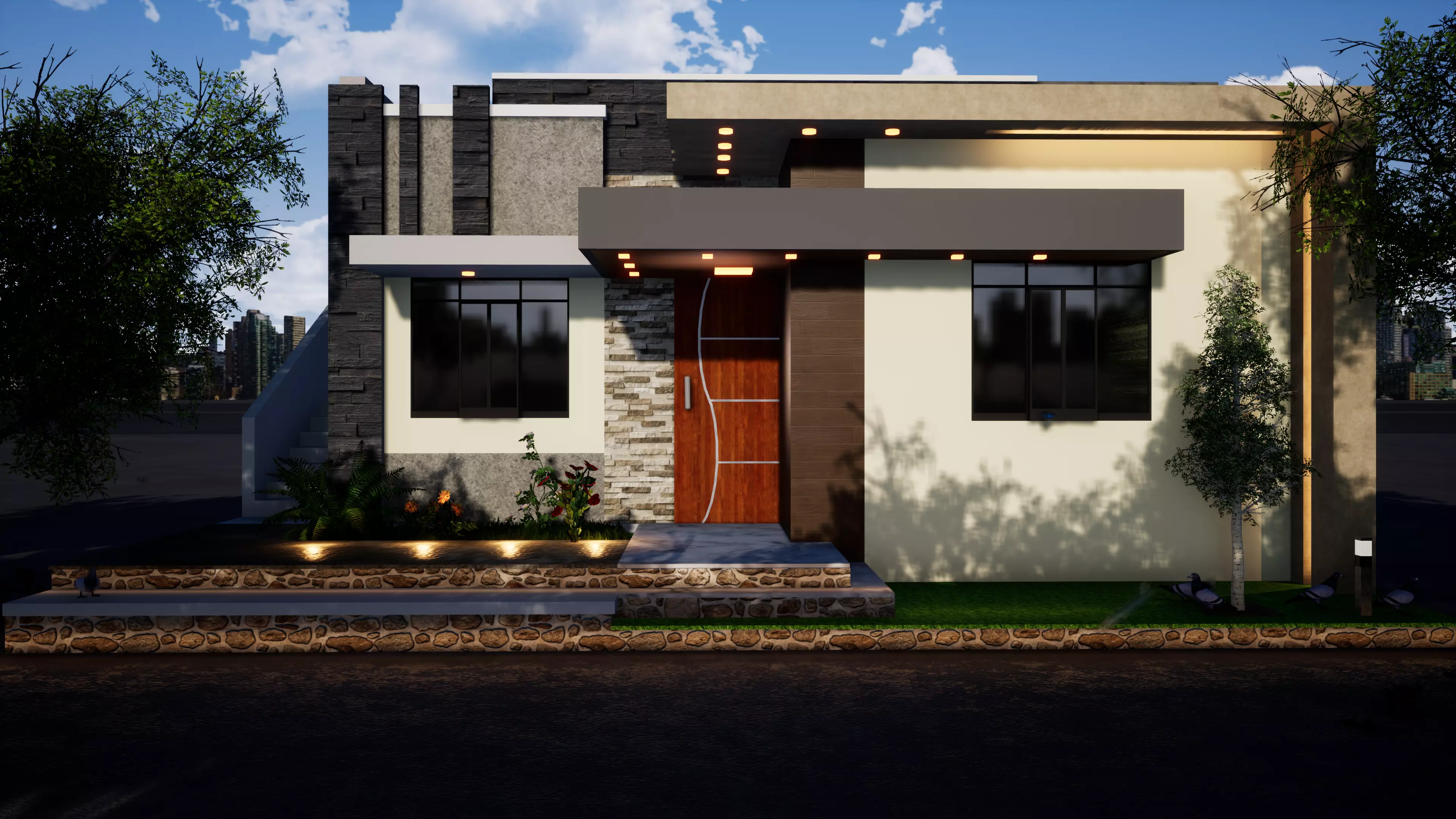 House 165 with aerial view 3D model_0