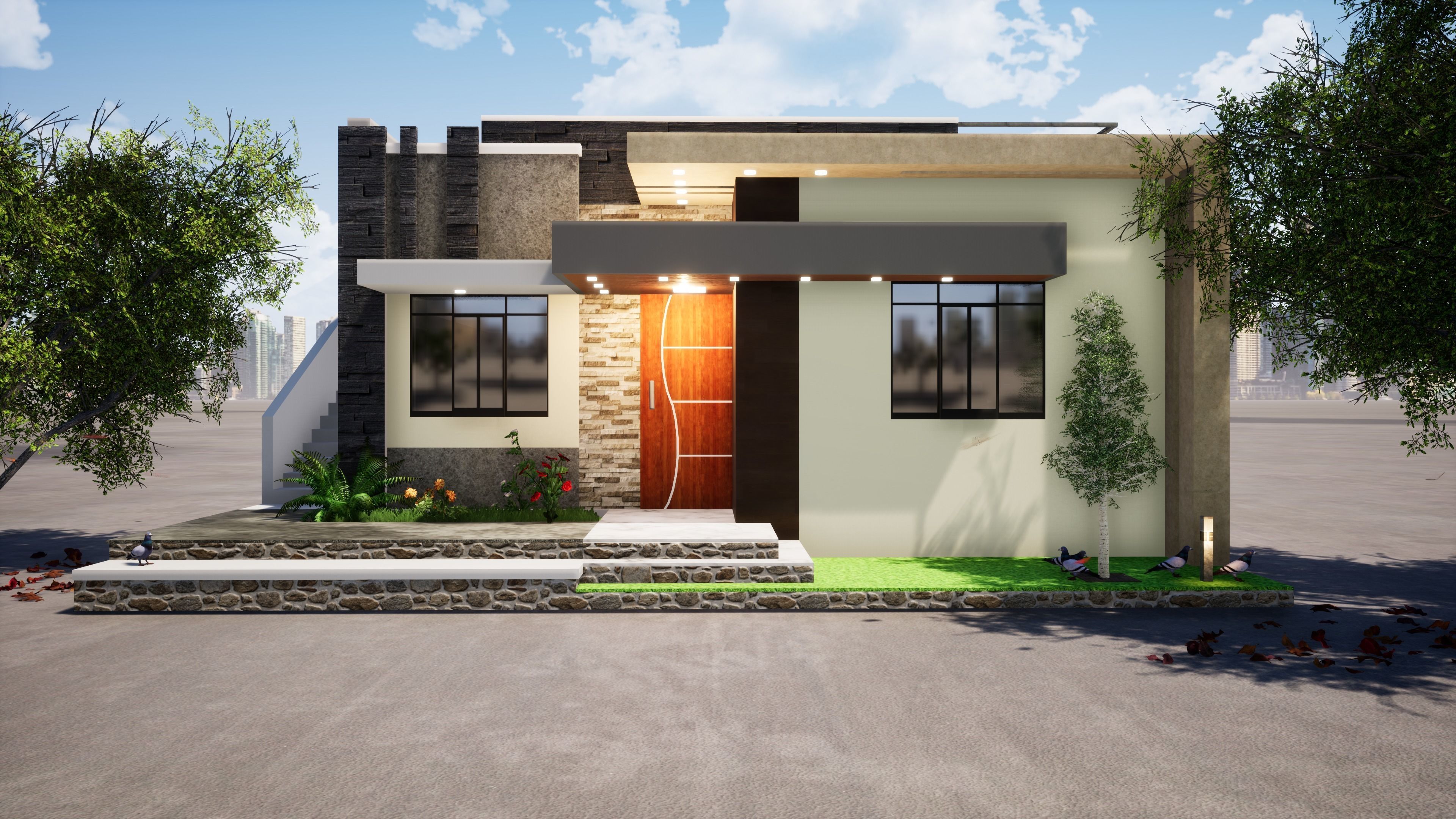 House 165 with aerial view 3D model_5
