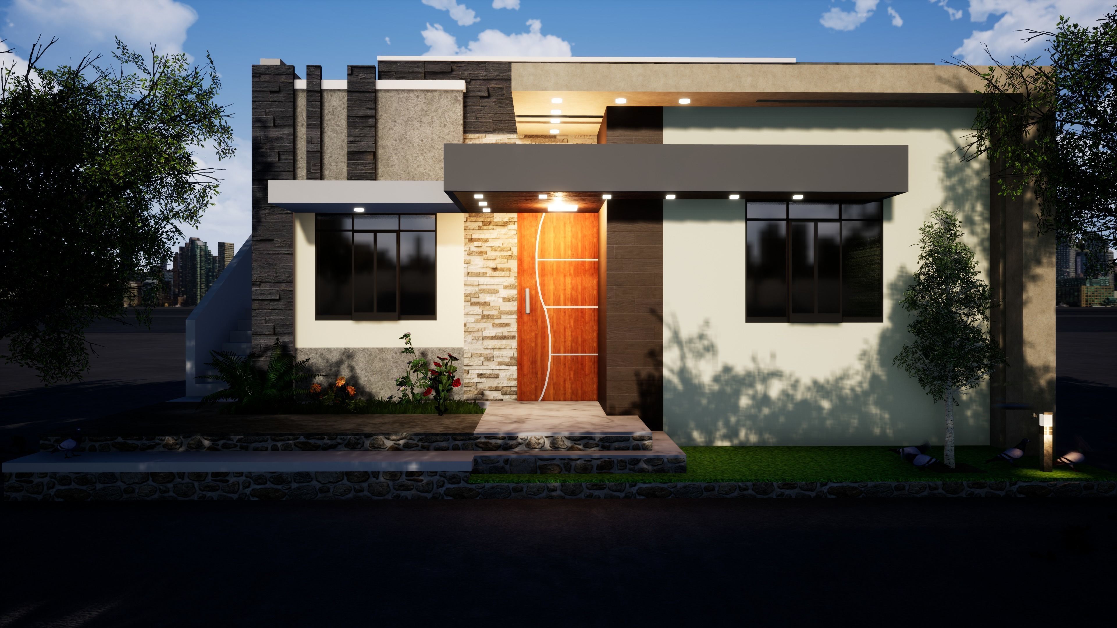 House 165 with aerial view 3D model_7