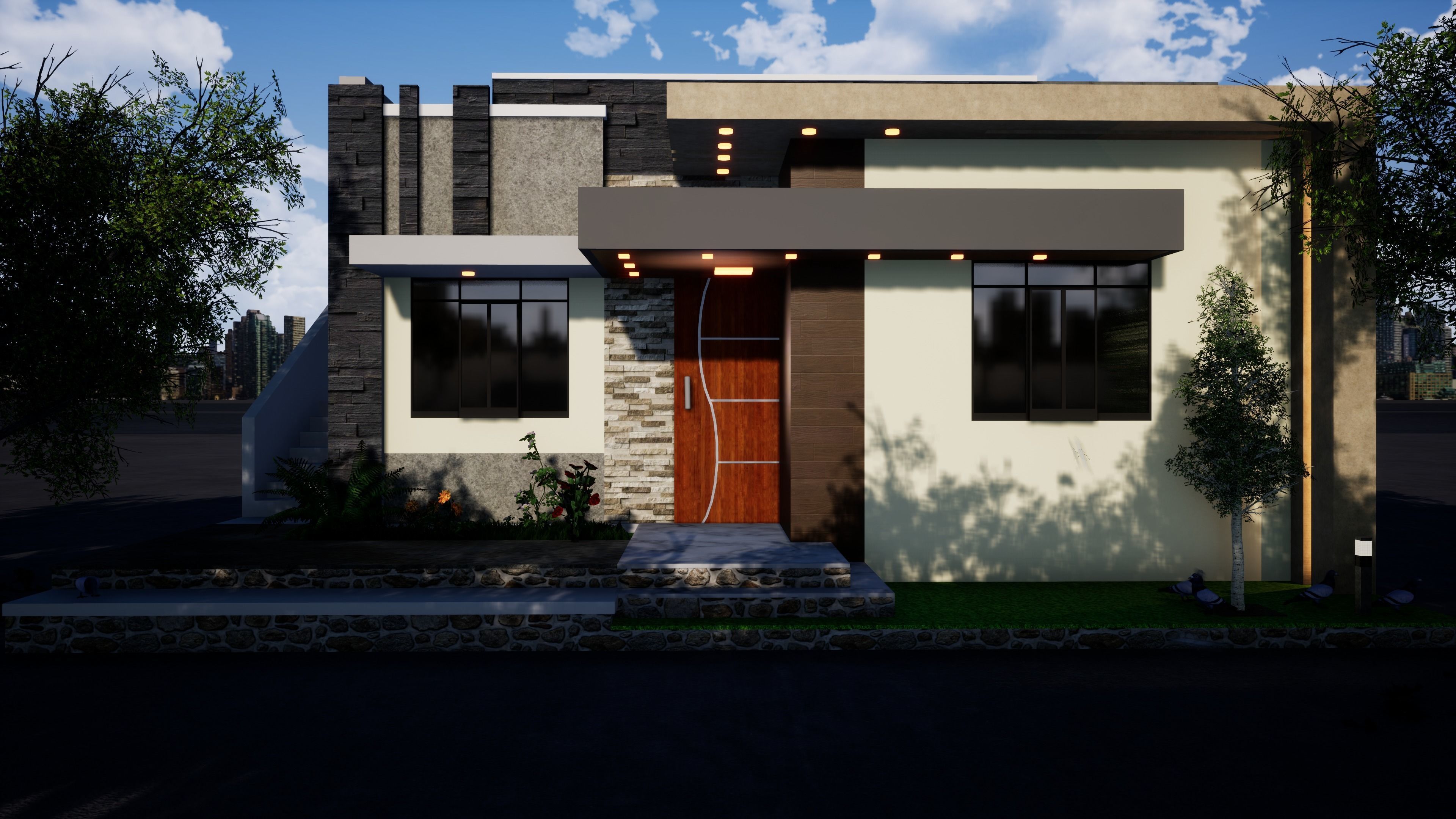 House 165 with aerial view 3D model_2