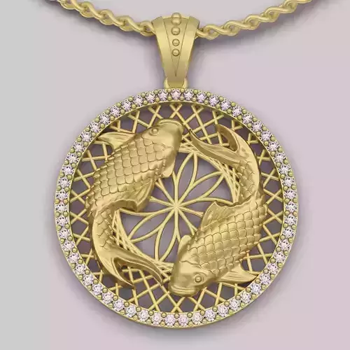 fish pendant silver gold jewelry printable 3D model