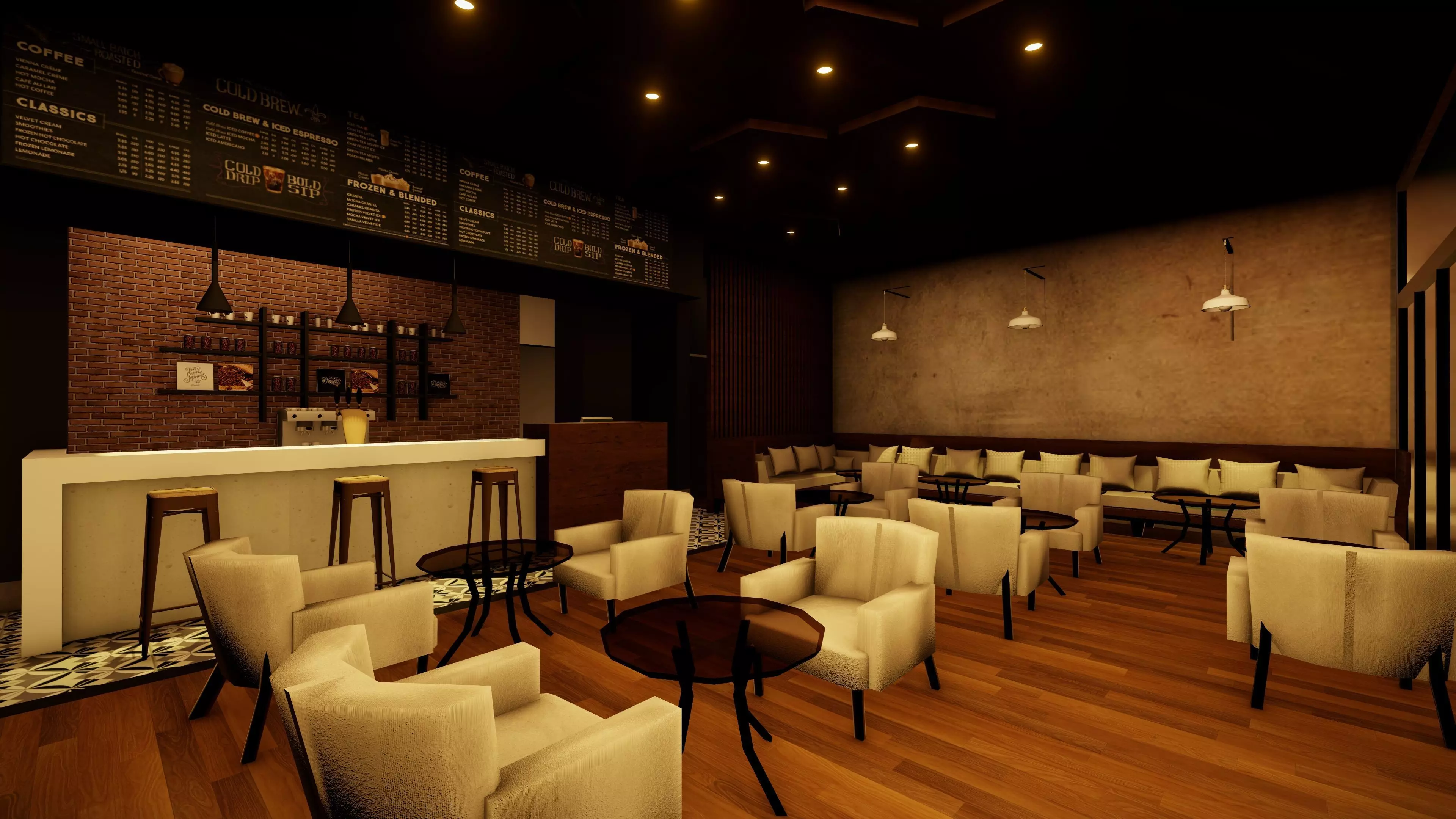 Cafe interior 3D model_0