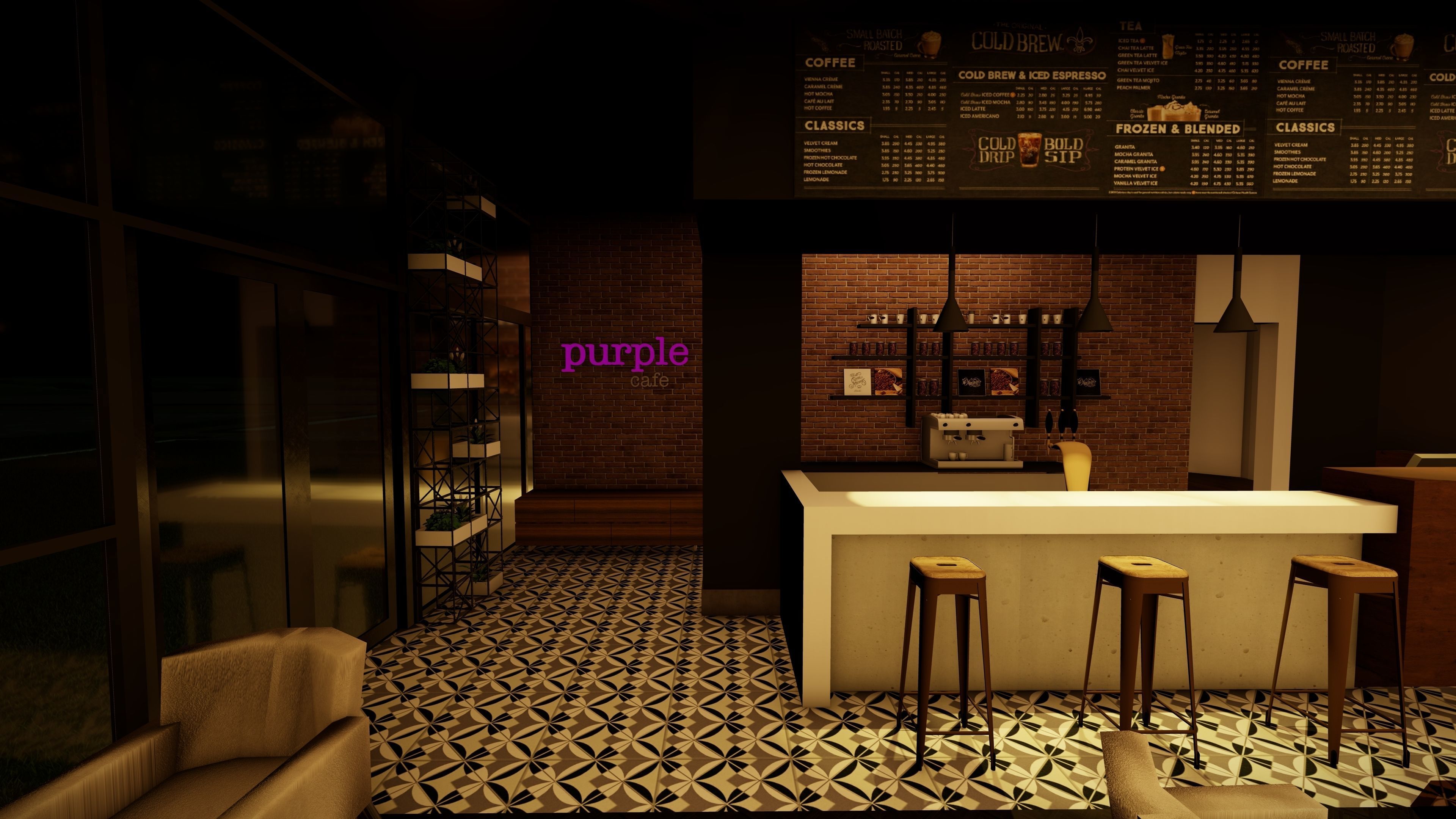 Cafe interior 3D model_2