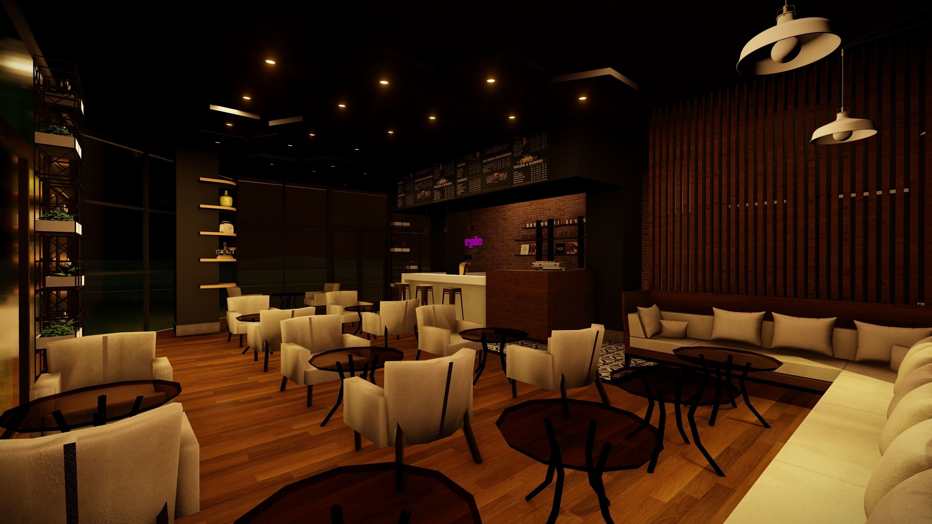 Cafe interior 3D model_1