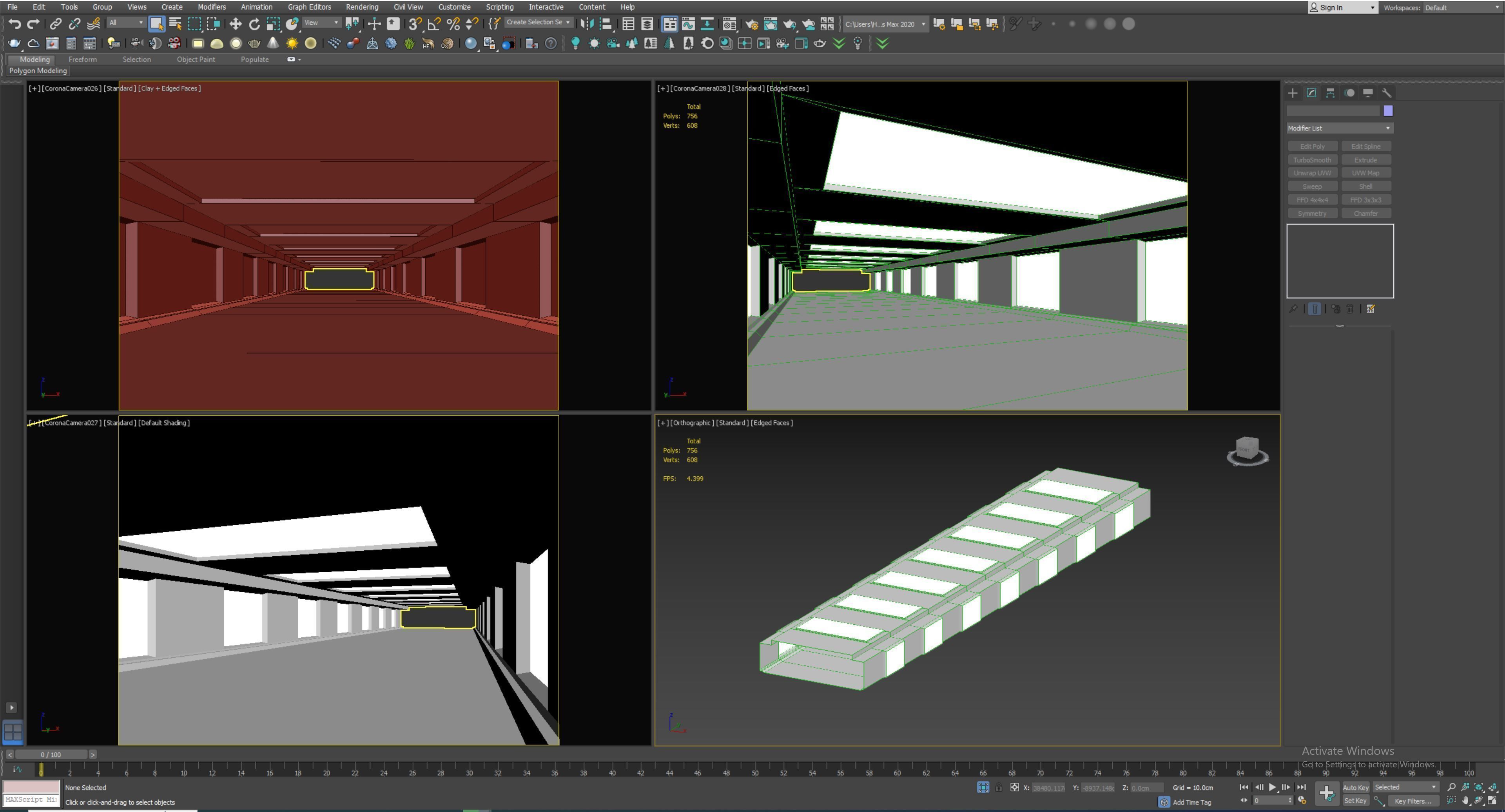 low poly sci fi corridor 15 Low-poly 3D model_3