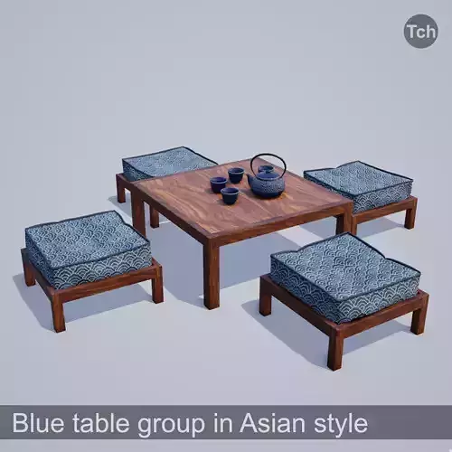 Blue table group in Asian style