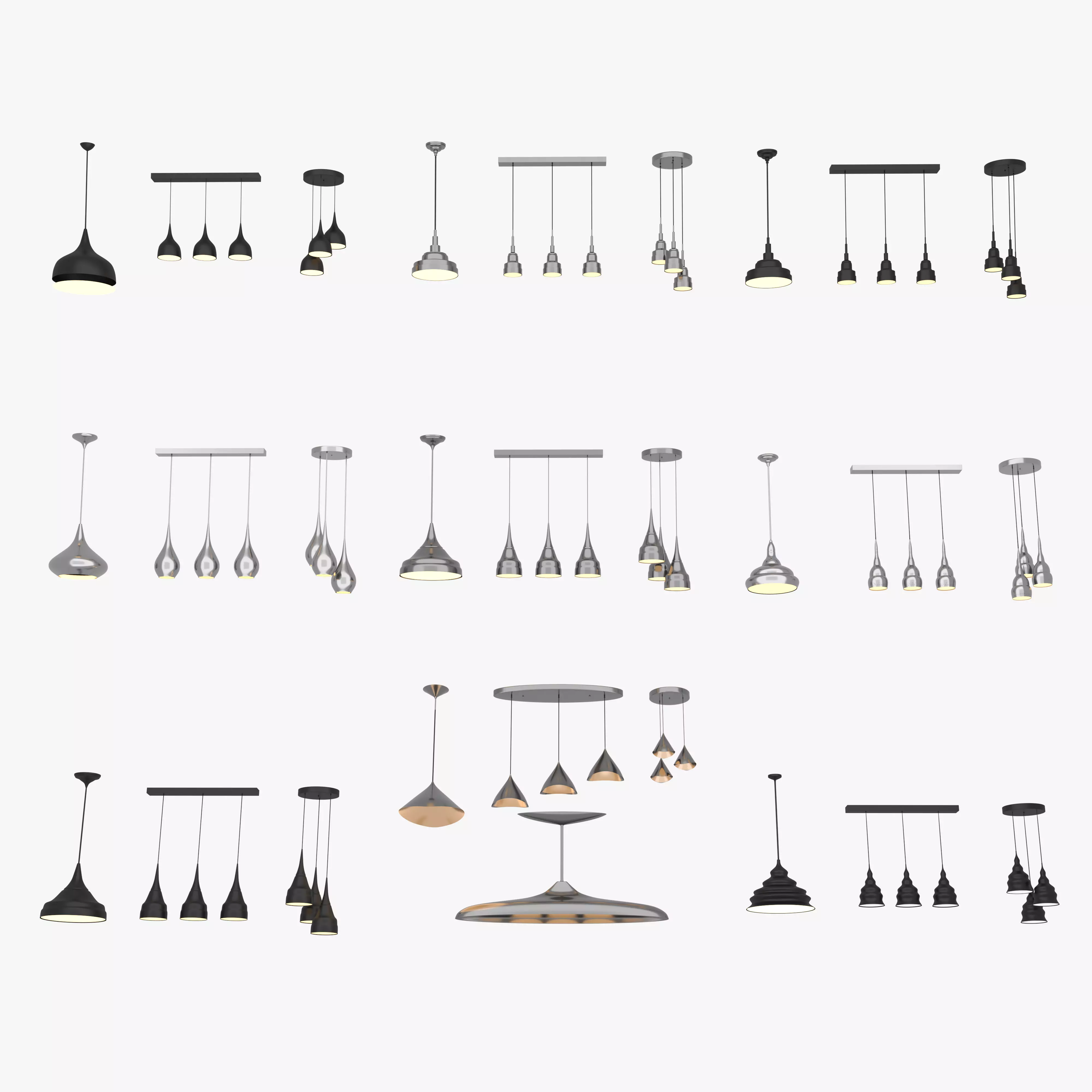 28 Modern Chandeliers Categorized 3D model_0