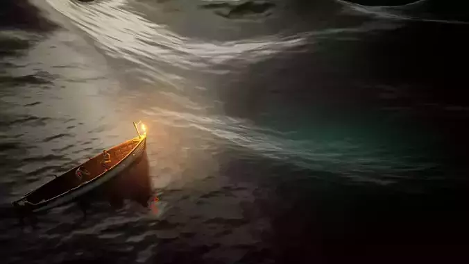 Lonely couples in deep oceanimation scenean 