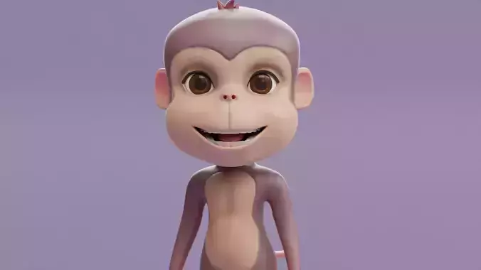 Cartoon Monkey Rigged and Animated Low-poly 3D model