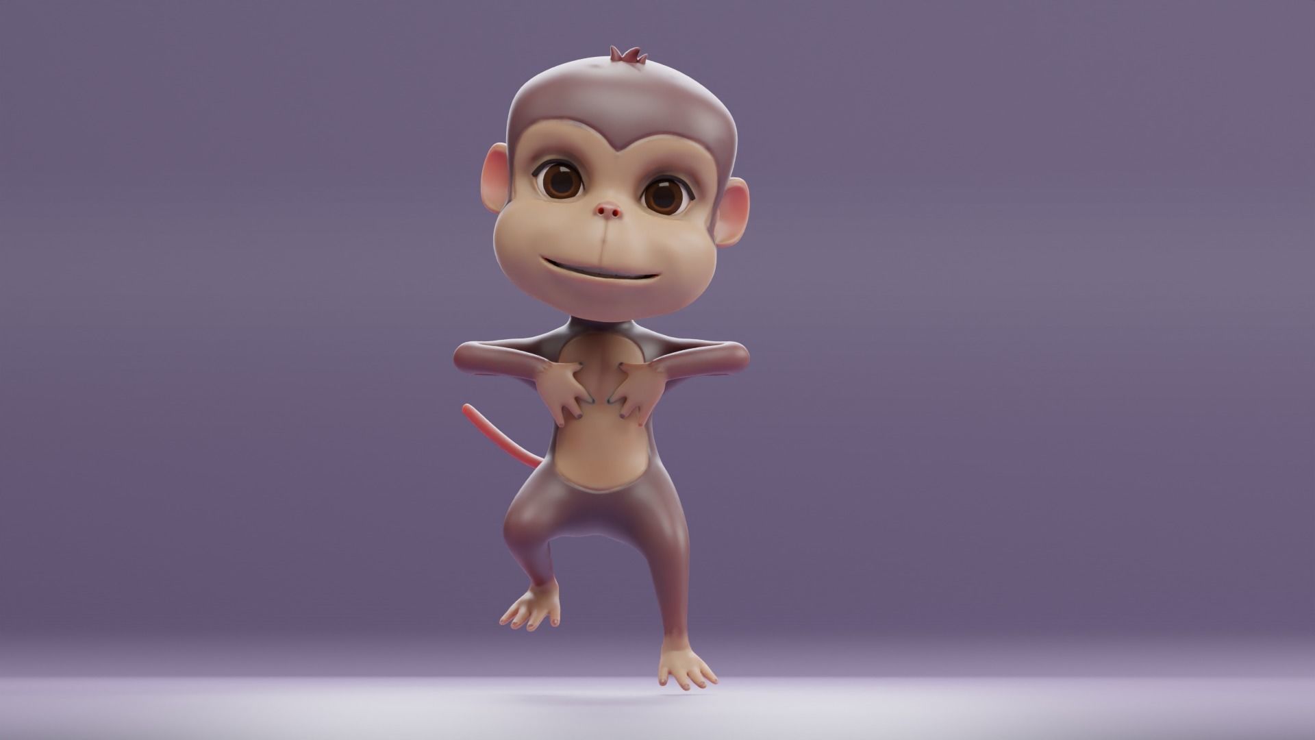 Cartoon Monkey Rigged and Animated Low-poly 3D model_6