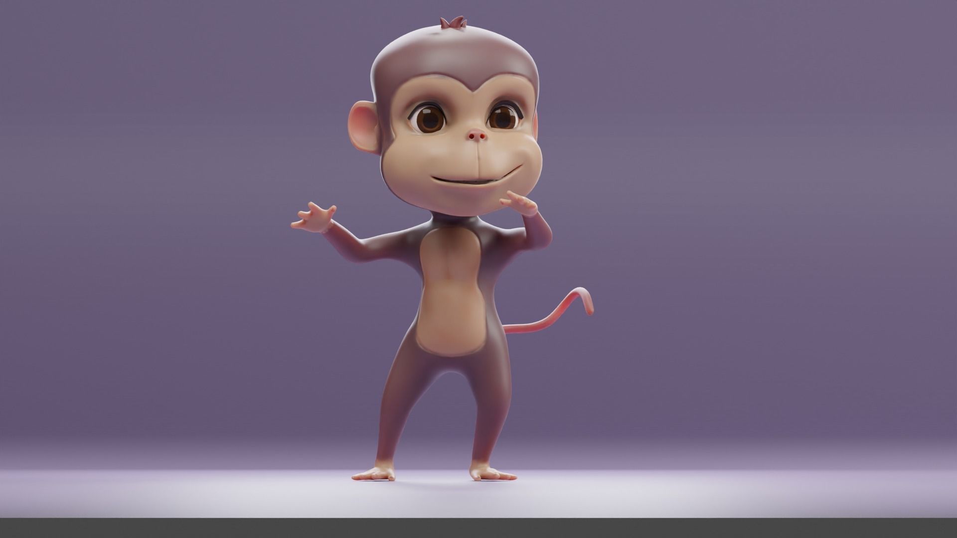 Cartoon Monkey Rigged and Animated Low-poly 3D model_4