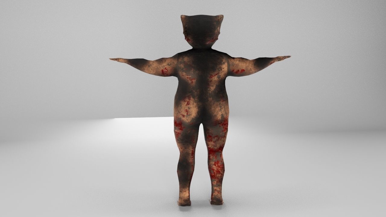 3D model bloody cat - Scary character game ready VR / AR / low-poly