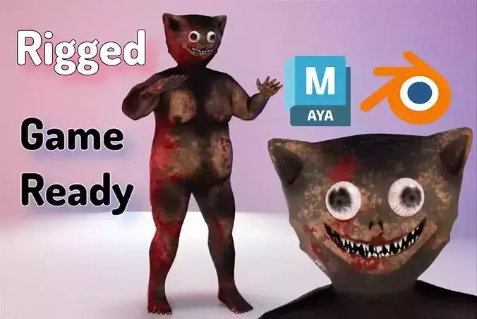 bloody cat - Scary character game ready  