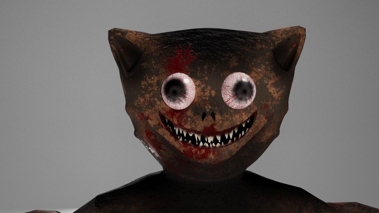 3D model bloody cat - Scary character game ready VR / AR / low-poly