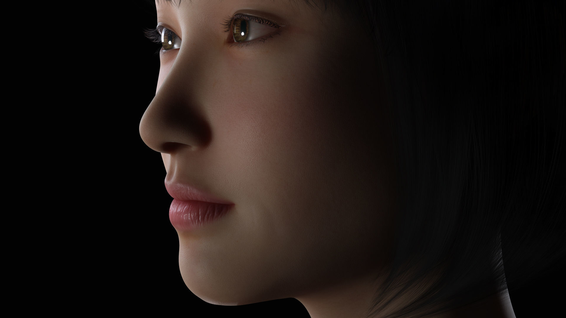 Asian Woman Base Shape Clean Low-poly 3D model_26