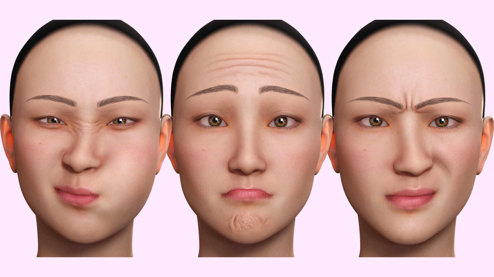 Asian Woman Base Shape Clean Low-poly 3D model_9