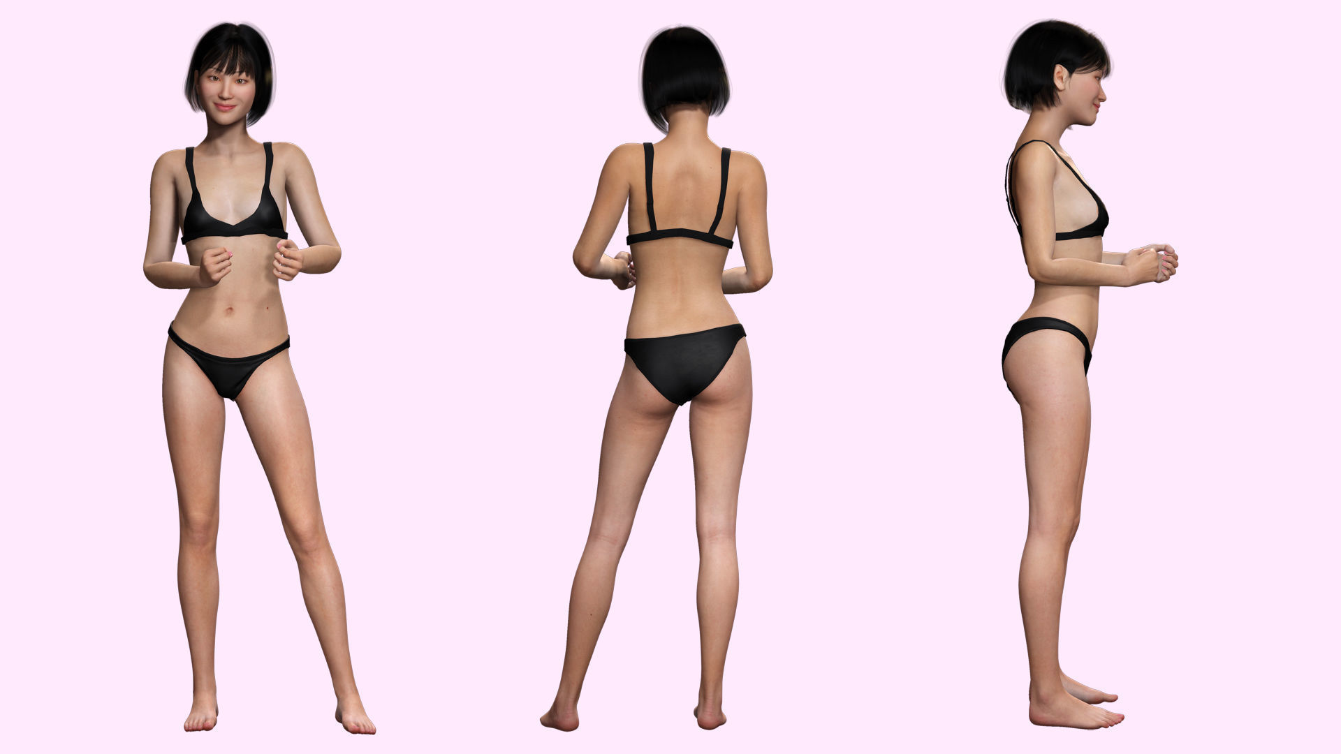 Asian Woman Base Shape Clean Low-poly 3D model_3