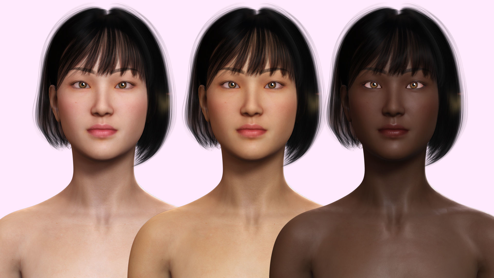 Asian Woman Base Shape Clean Low-poly 3D model_7