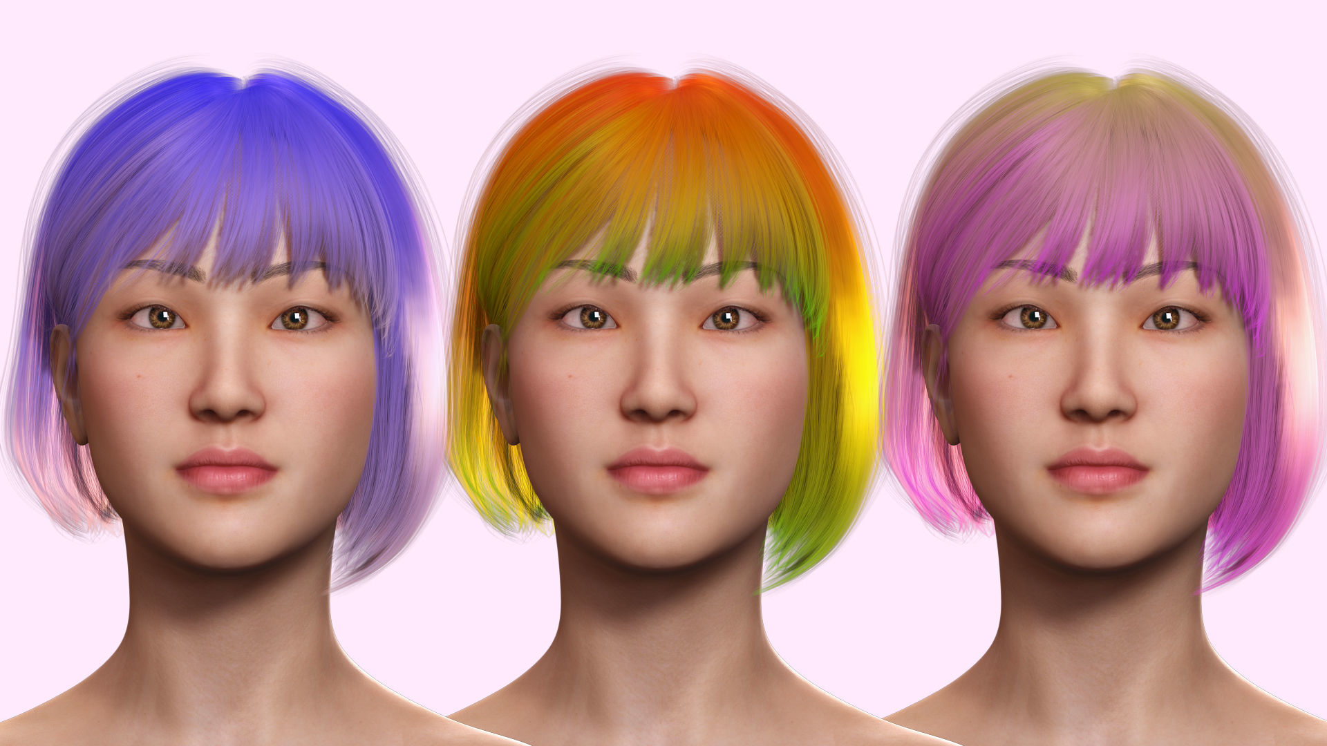 Asian Woman Base Shape Clean Low-poly 3D model_14