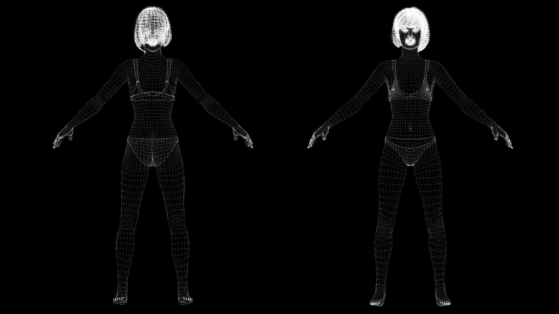 Asian Woman Base Shape Clean Low-poly 3D model_16